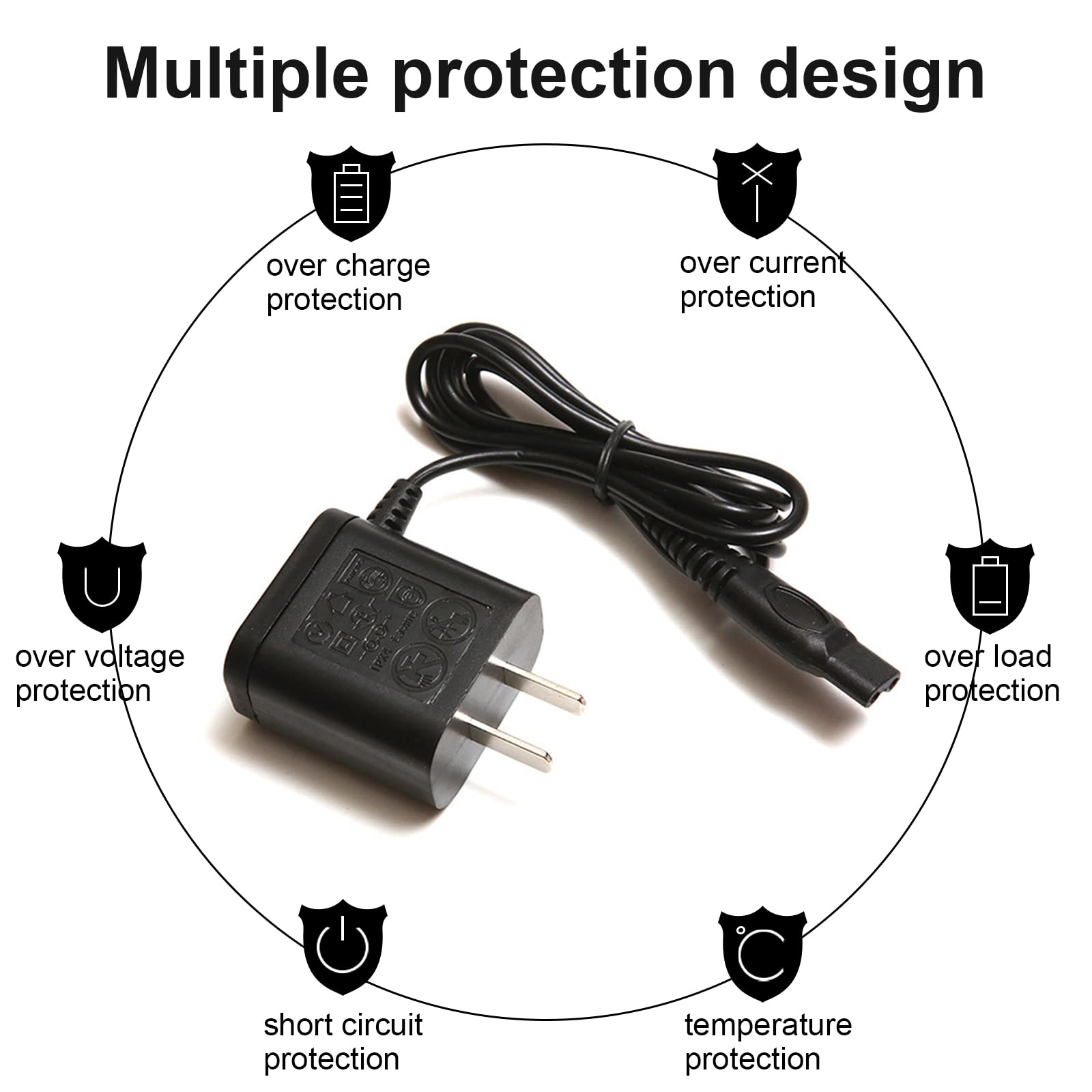 HQ8505 Replacement Power Cord for Philips Norelco Shavers - Compatible with OneBlade, Speed XL, SmartTouch XL, Spectra & Arcitec Series - Portable Charger Adapter for Travel, Home & Office Use