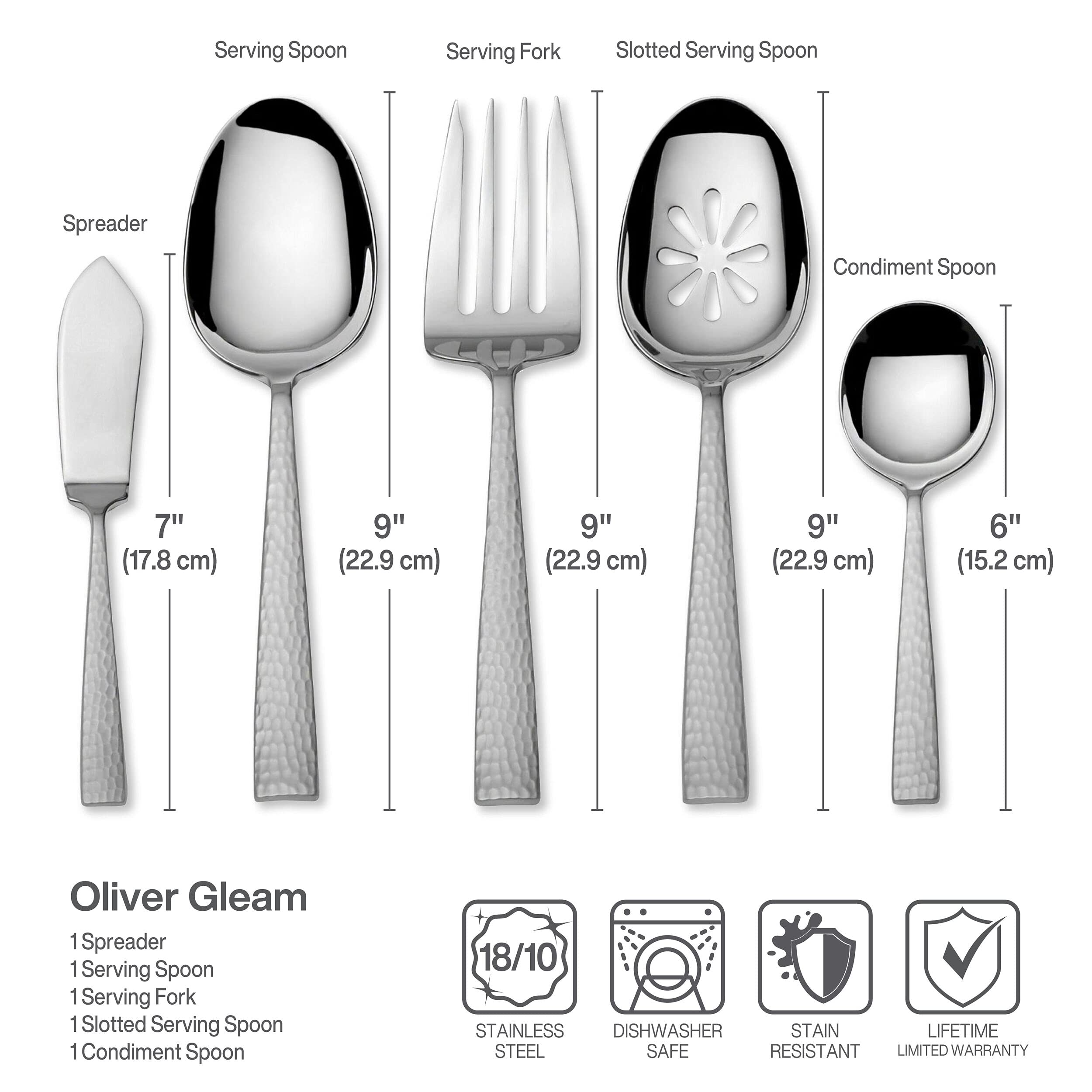 Premium Mikasa Oliver Gleam 65-Piece 18/10 Stainless Steel Flatware Set for 12 - Elegant Silverware with Serving Utensils - Perfect for Dinner Parties, Weddings & Holiday Gatherings
