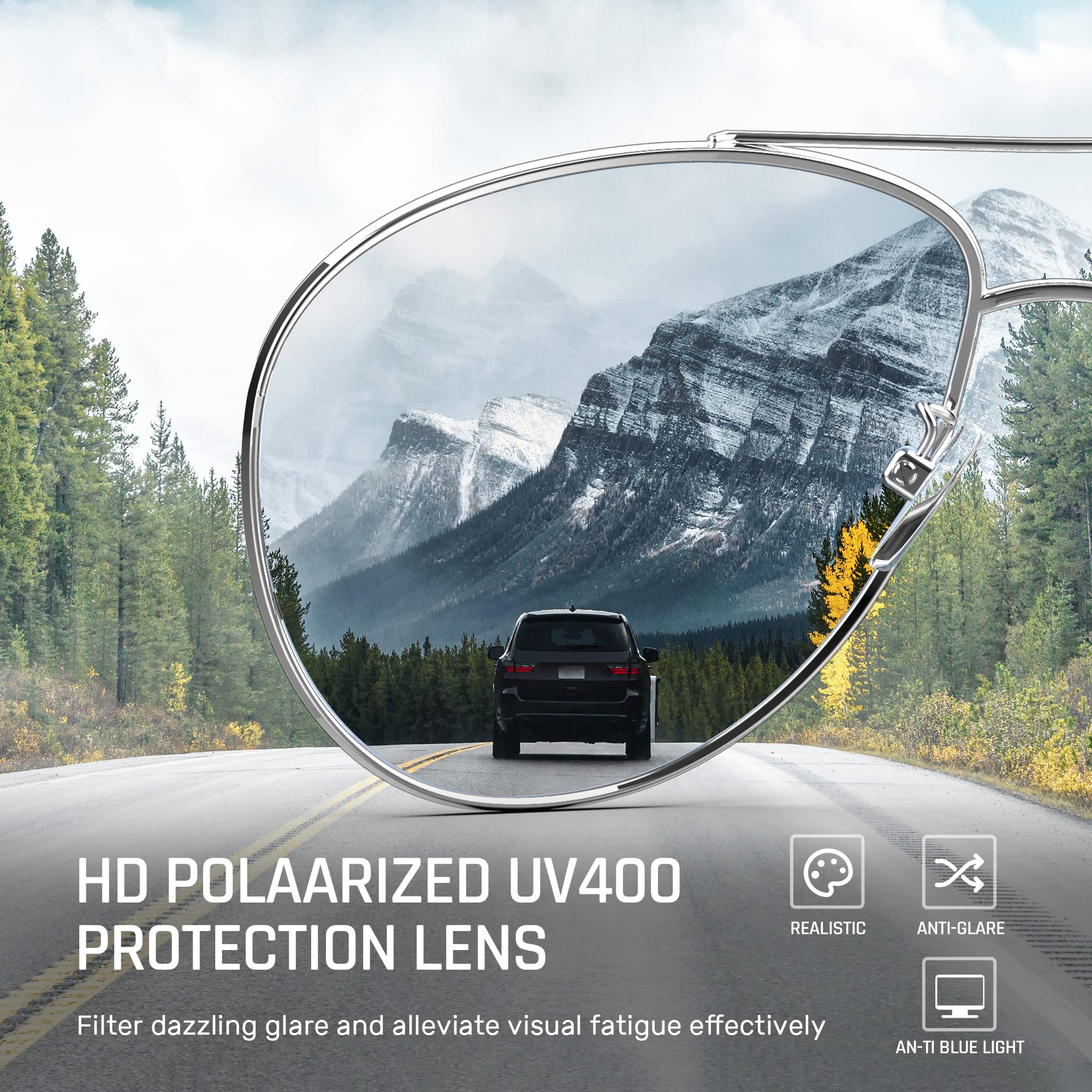 Classic Aviator Sunglasses for Men - Polarized & Mirrored Lenses UV Protection - Perfect for Driving, Outdoor Sports & Fashion Accessories
