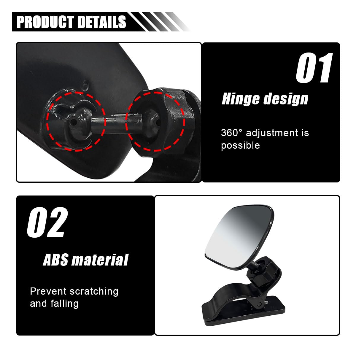 Adjustable Baby Car Mirror for Back Seat - Wide Angle Convex Rearview Mirror for Toddlers, Safe Clip-On Design for Viewing Rear Passengers (1PCS) - Perfect for Road Trips & Safe Driving with Kids