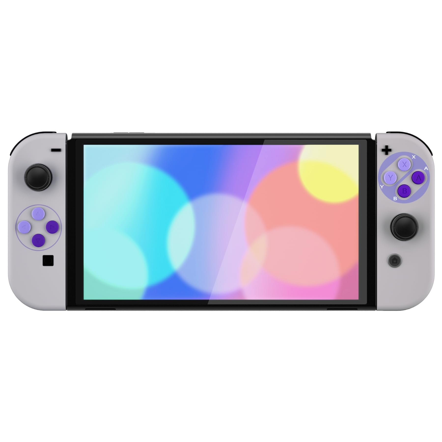 eXtremeRate DIY Full Set Shell Buttons for Nintendo Switch OLED - Soft Touch Replacement Back Plate & Kickstand, Custom Housing for JoyCon Controllers (SNES Style) | Perfect for Gaming Enthusiasts & Console Modders