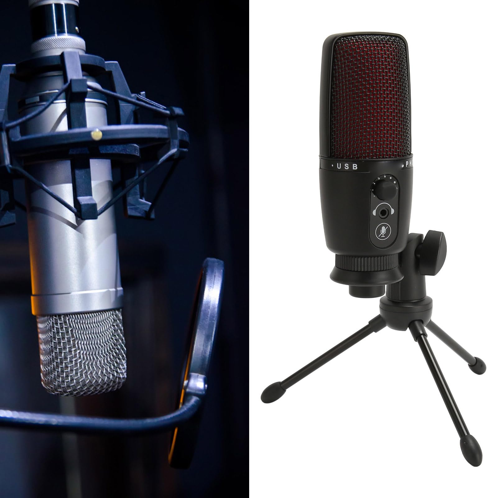 Professional USB Microphone with Cardioid Condenser & RGB Lighting - Noise Cancelling Podcast Mic with Adjustable Tripod Stand for Gaming, Streaming, Recording, Voice Chat (Perfect for Twitch, Discord & YouTube)