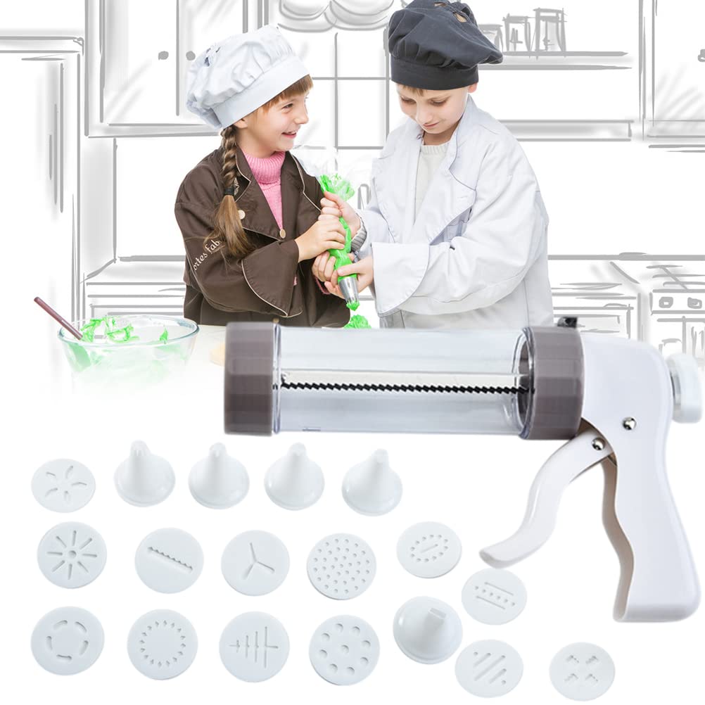 Stainless Steel Cookie Press Gun Kit with 13 Discs & 6 Icing Nozzles - Professional Spritz Cookie Maker for Baking, Biscuit Decorating - Perfect for Christmas Cookies, Wedding Favors & DIY Dessert Making