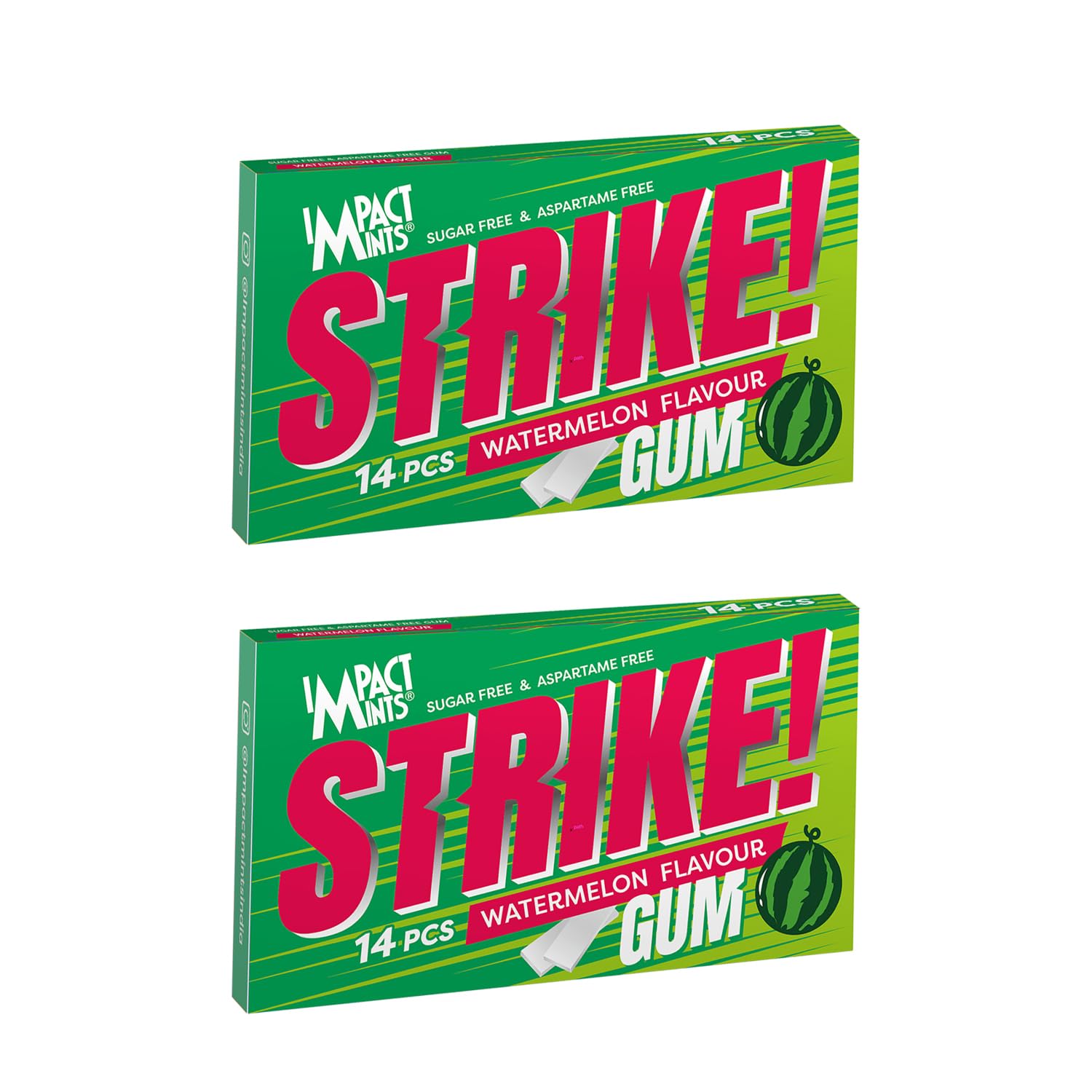 Sugar Free & Aspartame Free IMPACT MINTS Chewing Gum - 29G Watermelon Flavor (Pack of 2) | Fresh Breath Mints for Workouts, Meetings & Daily Freshness