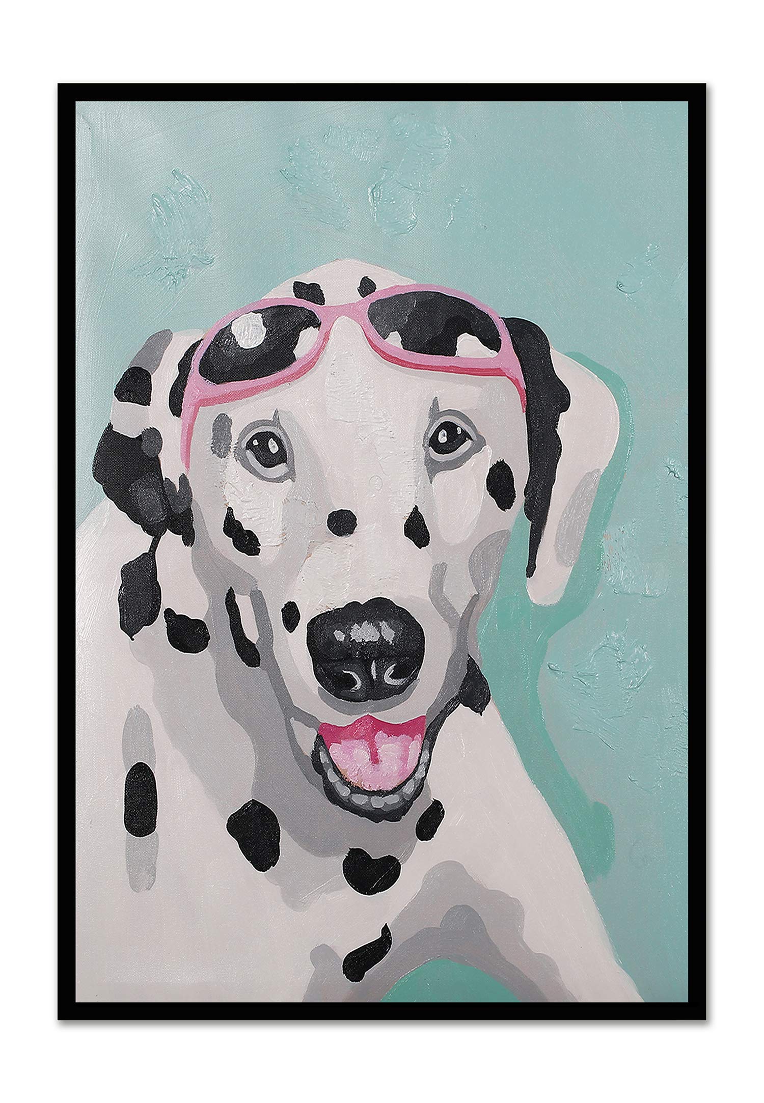 Modern Pop Art Framed Canvas Print - Dalmatian Dog Animal Wall Decor for Living Room & Bedroom - 27x39 Inch Black Real Wood Frame Home Art