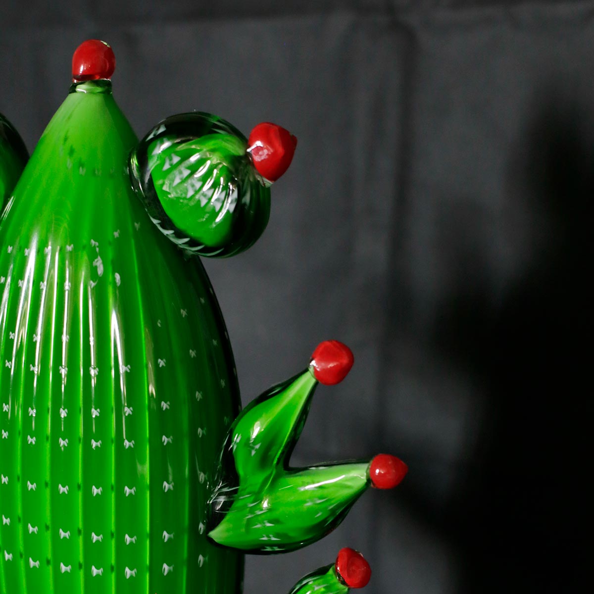 Large Cactus Blown Murano Glass Sculpture - Handmade Italian Art Decor for Home, Office & Garden