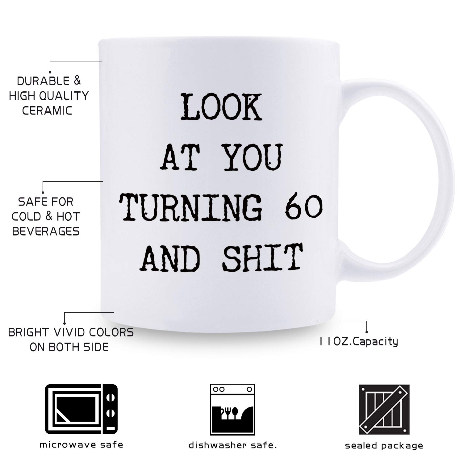 60th Birthday Gifts for Men 1959 - Funny 60 Years Old Birthday Coffee Mug for Dad, Husband, Friend - 11oz Ceramic Cup - Perfect Retirement Gift, Office Gift & Father's Day Present