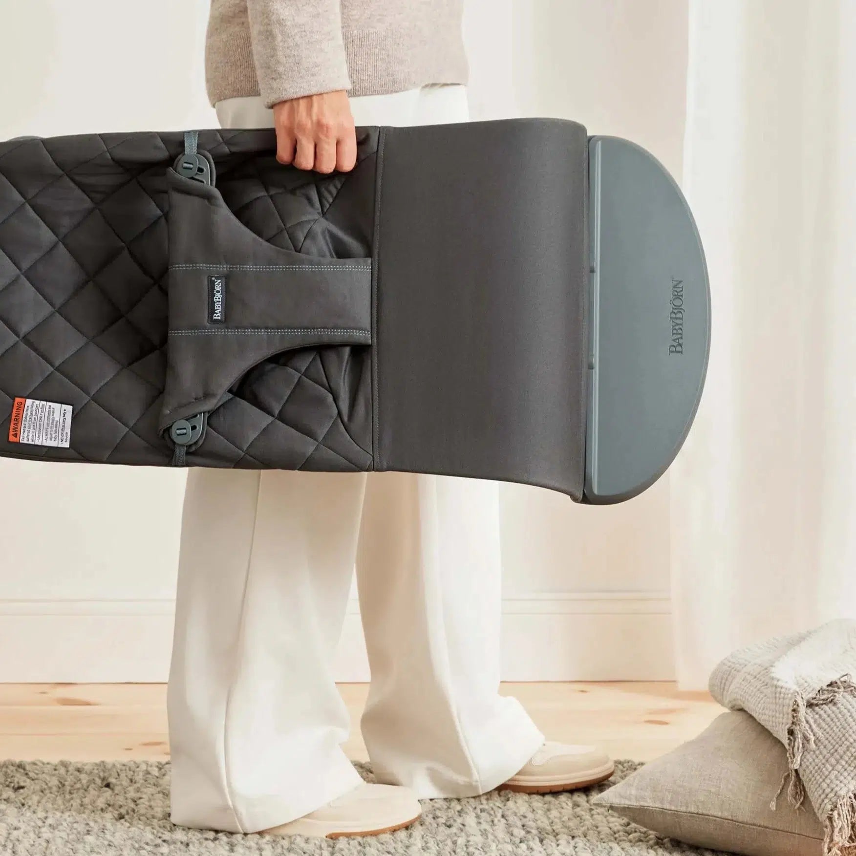 Baby Bjorn Bouncer Bliss Woven Classic Quilt Anthracite - Premium Baby Rocker for Newborns & Infants - Perfect for Nursery, Playtime & Soothing Fussy Babies
