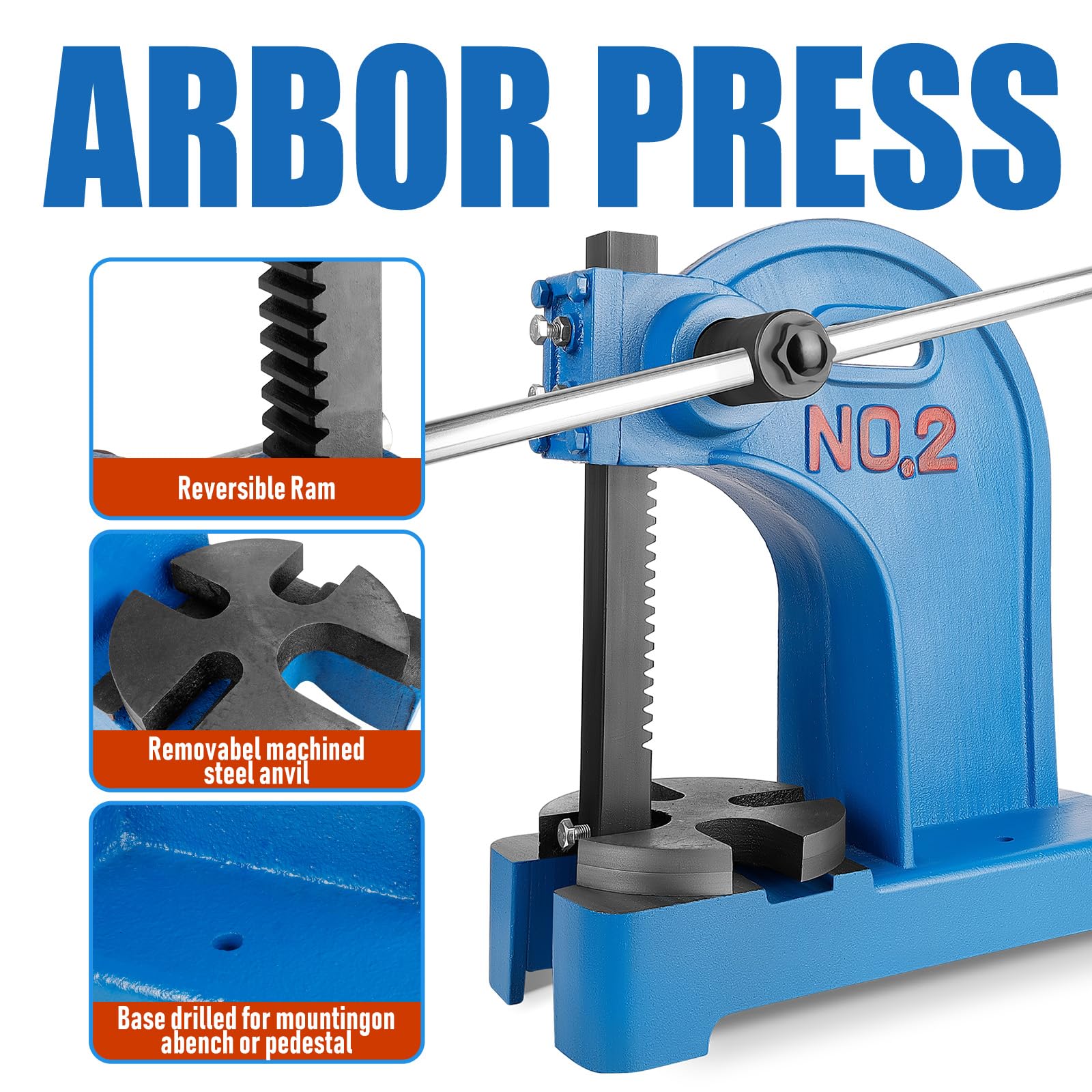 2 Ton Manual Bench Toggle Press - Heavy Duty Metal Toggle Press with 8.55