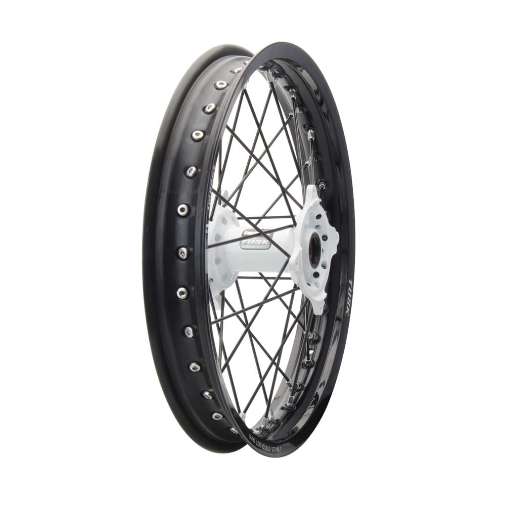 Tusk Impact Complete Rear Wheel - 18x2.15 Black Rim with Black Spokes & White Hub | Fits Yamaha YZ250F (2002-2025), YZ250 (2002-2025), YZ450F (2003-2025), YZ250FX (2015-2025) | Dirt Bike, Motocross & Off-Road Racing Replacement Wheel