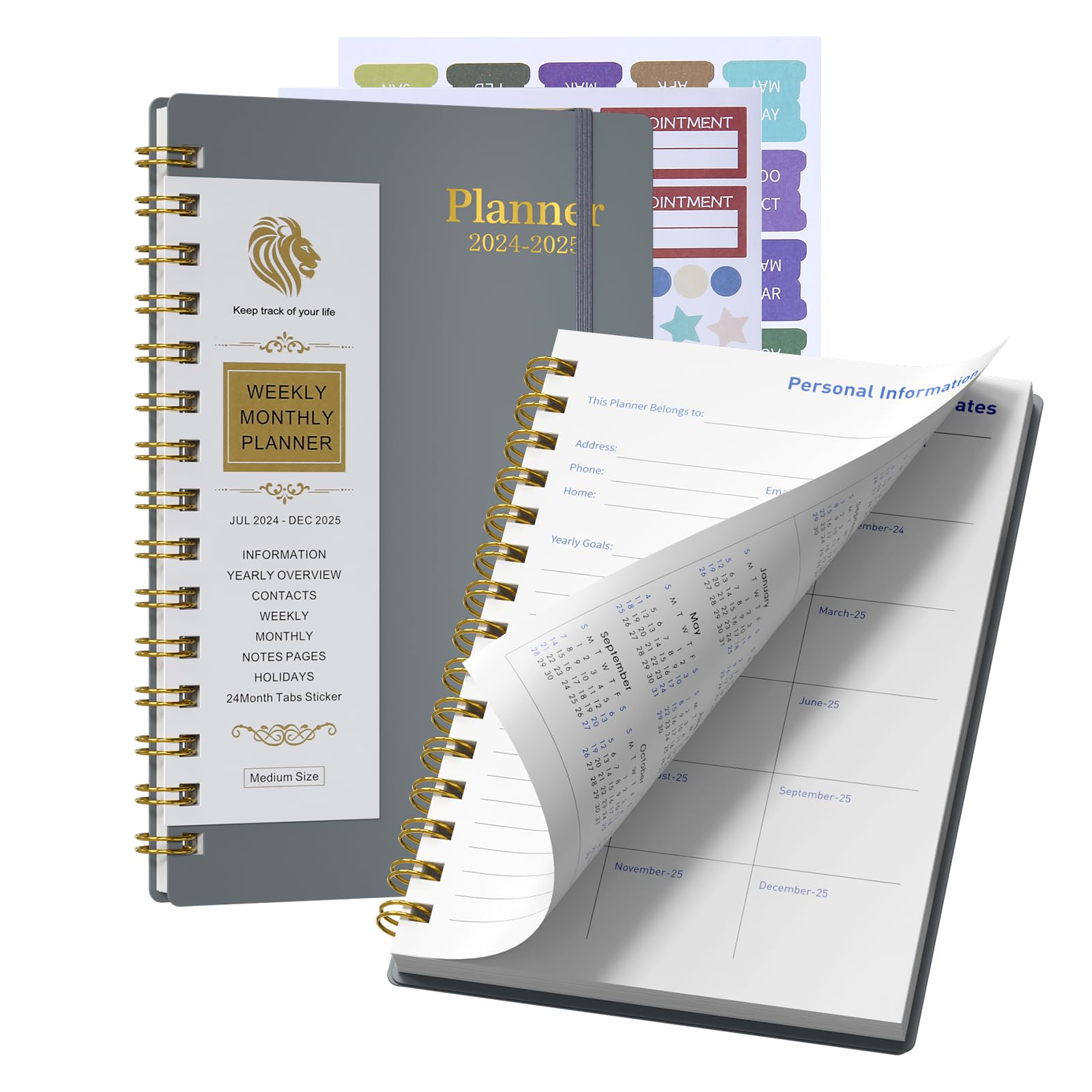 2024-2025 Academic Planner - Weekly & Monthly Organizer with Tabs & Stickers | 18-Month Planner (July 2024-Dec 2025) | 5.6