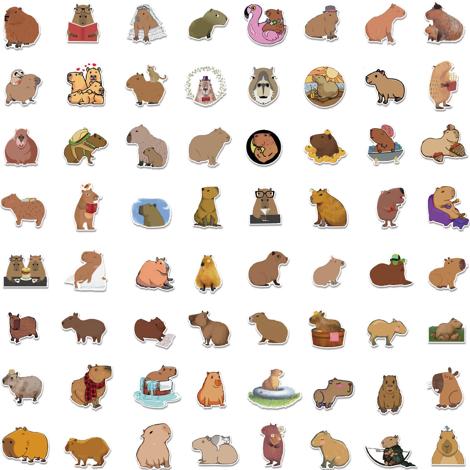 100 PCS Cute Capybara Stickers - Waterproof Vinyl Decals for Laptop, Guitar, Motorcycle, Bike, Skateboard, Luggage, Phone & Hydro Flask - Perfect Gift for Kids & Teens Birthday Party - Great for DIY Crafts, School Projects & Personalizing Your Belongings