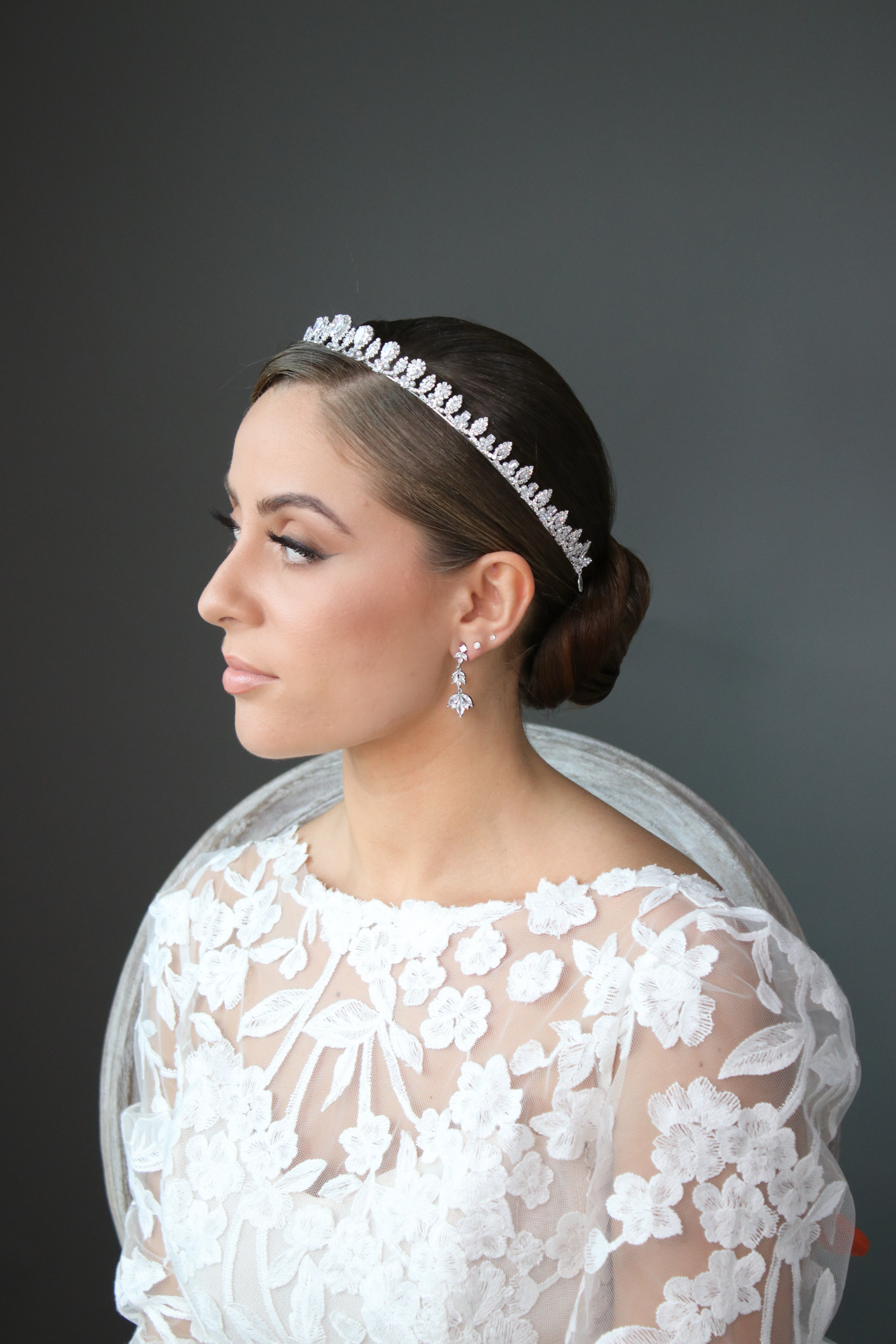 BLYTHE Simulated Diamond Bridal Headpiece Tiara - Elegant Wedding Hair Accessory for Brides, Prom, Pageants & Special Occasions