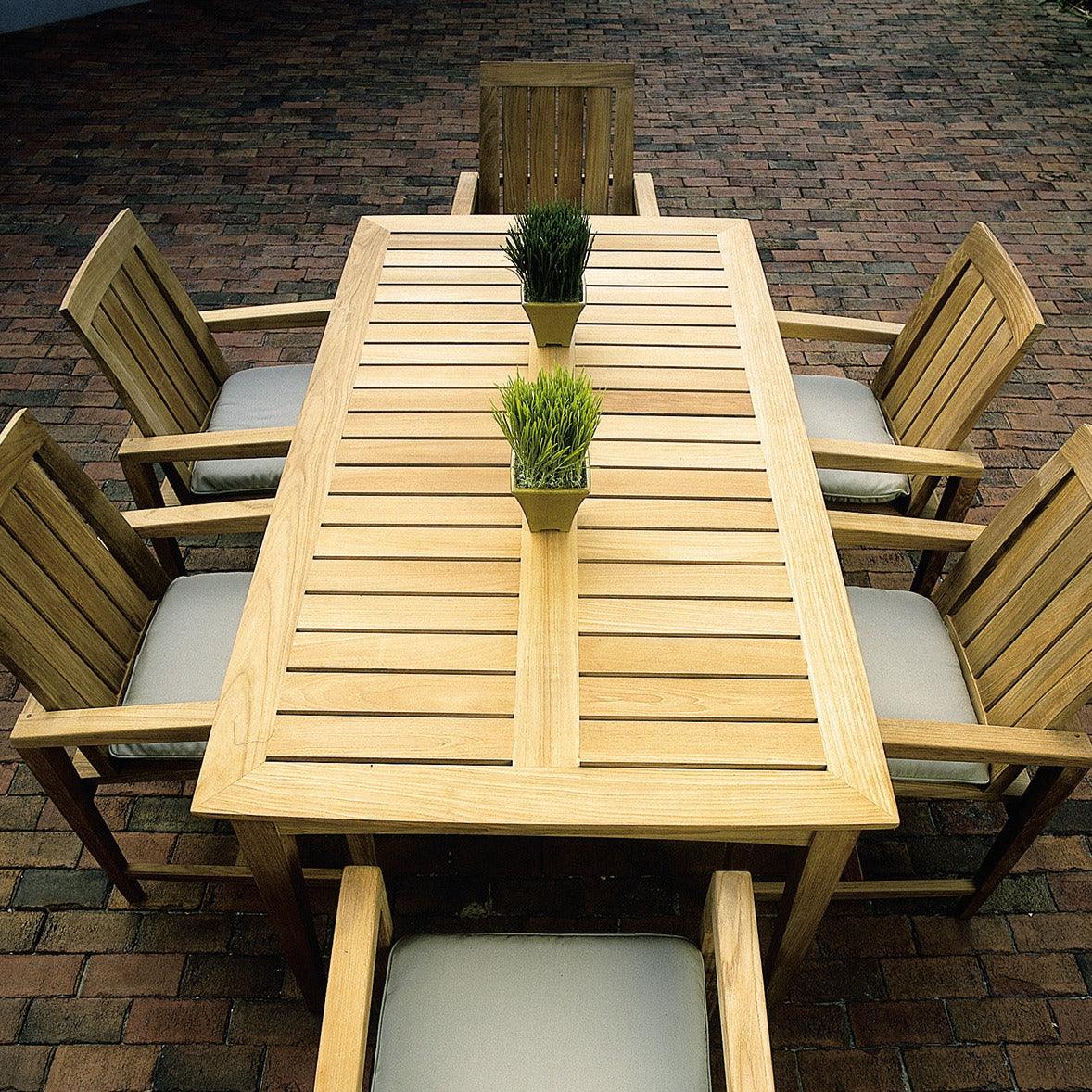Premium Amalfi Outdoor Rectangular Teak Dining Table - Weather-Resistant Teak Wood Patio Furniture for Backyard, Garden & Poolside Dining