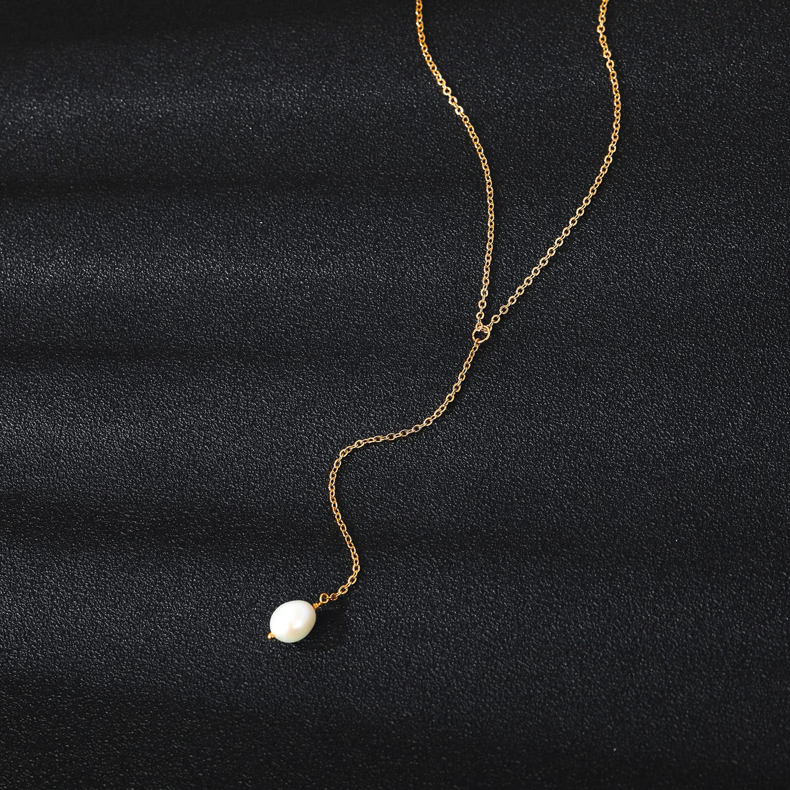 Elegant Gold Y Necklace for Women - Pearl & CZ Diamond Pendant, 18K Gold Plated, Perfect for Parties & Gifts