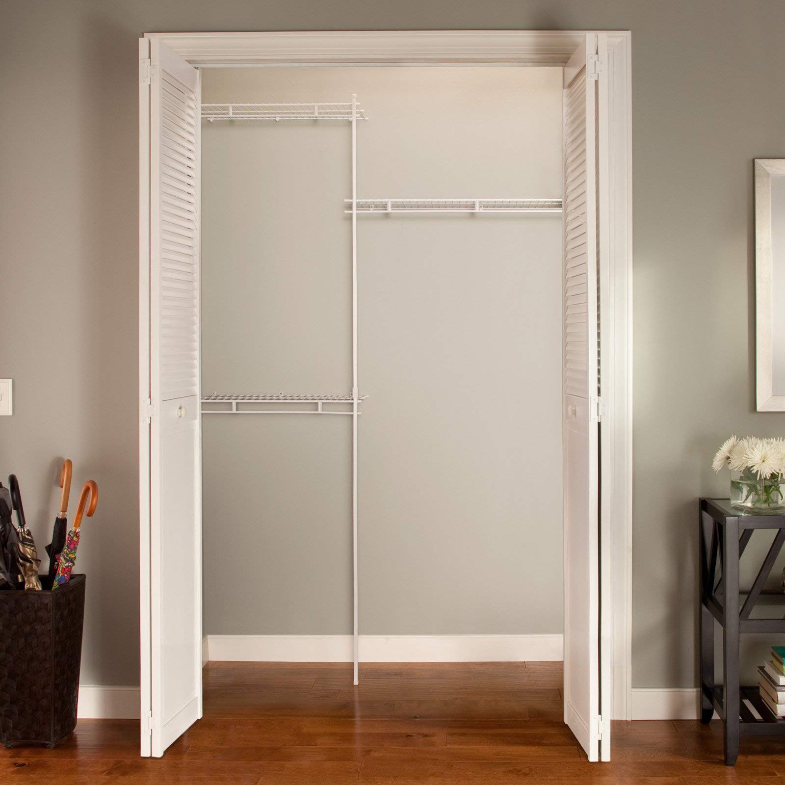CLOSETMAID White Closet Organizer Kit 5-Foot - Space Saving Wardrobe Storage System for Bedroom, Closet & Home Organization