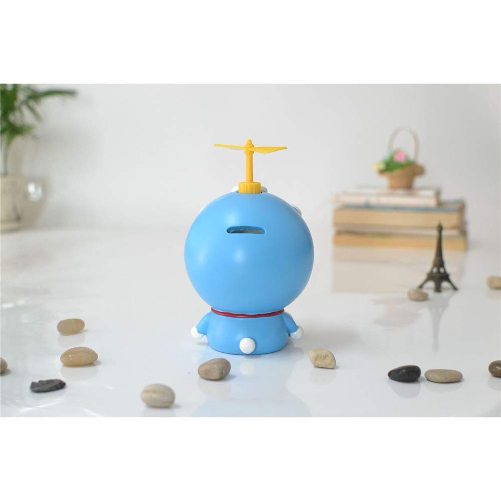 Creative Bamboo Dragonfly Doraemon Piggy Bank with Light Blue Decoration - Night Light Coin Bank for Kids (Pink Sleeping) | Fun Savings Gift for Children's Bedroom, Birthday Party & Financial Education