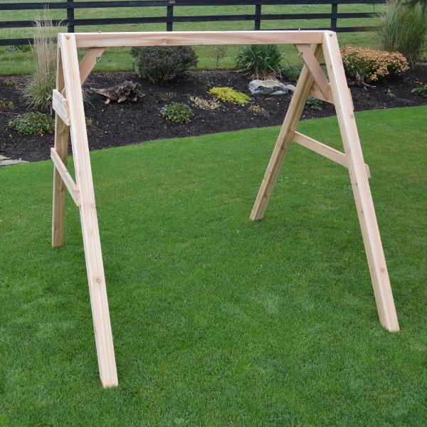 **A&L Furniture Cedar 4x4 A-Frame Swing Stand for Swing or Swingbed - Heavy Duty Outdoor Wooden Swing Set with Hangers Included - Perfect for Backyard, Garden, and Patio Relaxation**