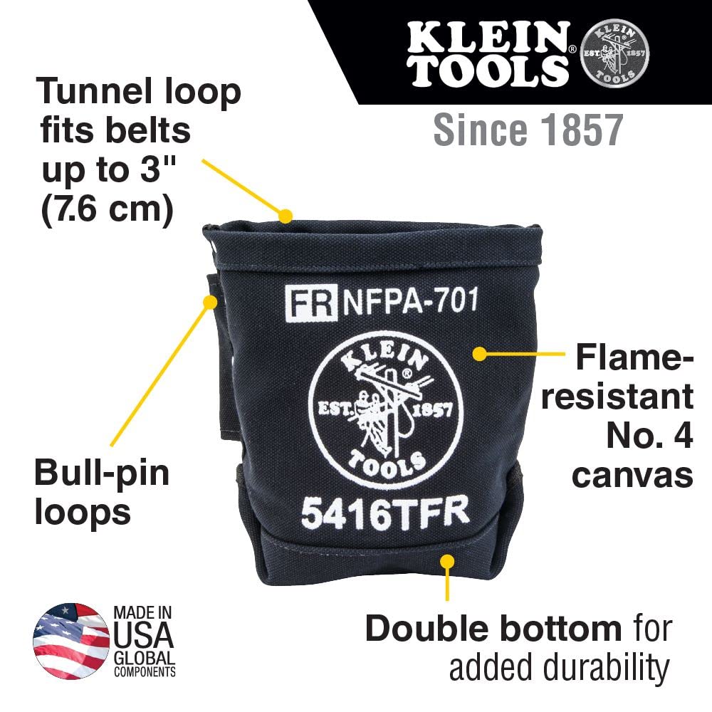 Klein Tools 9-Inch High Leverage Ironworker's Diagonal Cutting Pliers & Flame Resistant 5x10x9-Inch Canvas Tool Bag - Ideal for Electricians, Contractors, and DIY Projects
