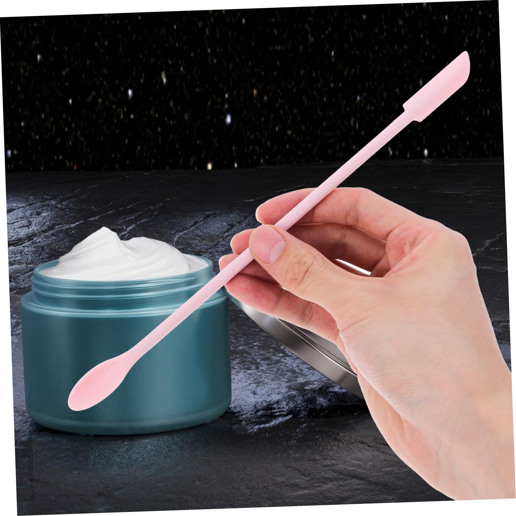Lurrose 3-Piece Silicone Beauty Spatula Set - Foundation, Mascara & Facial Mud Applicator - Mini Metal Makeup Tool for Precise Application (Perfect for Travel, Salon & Home Makeup Routine)