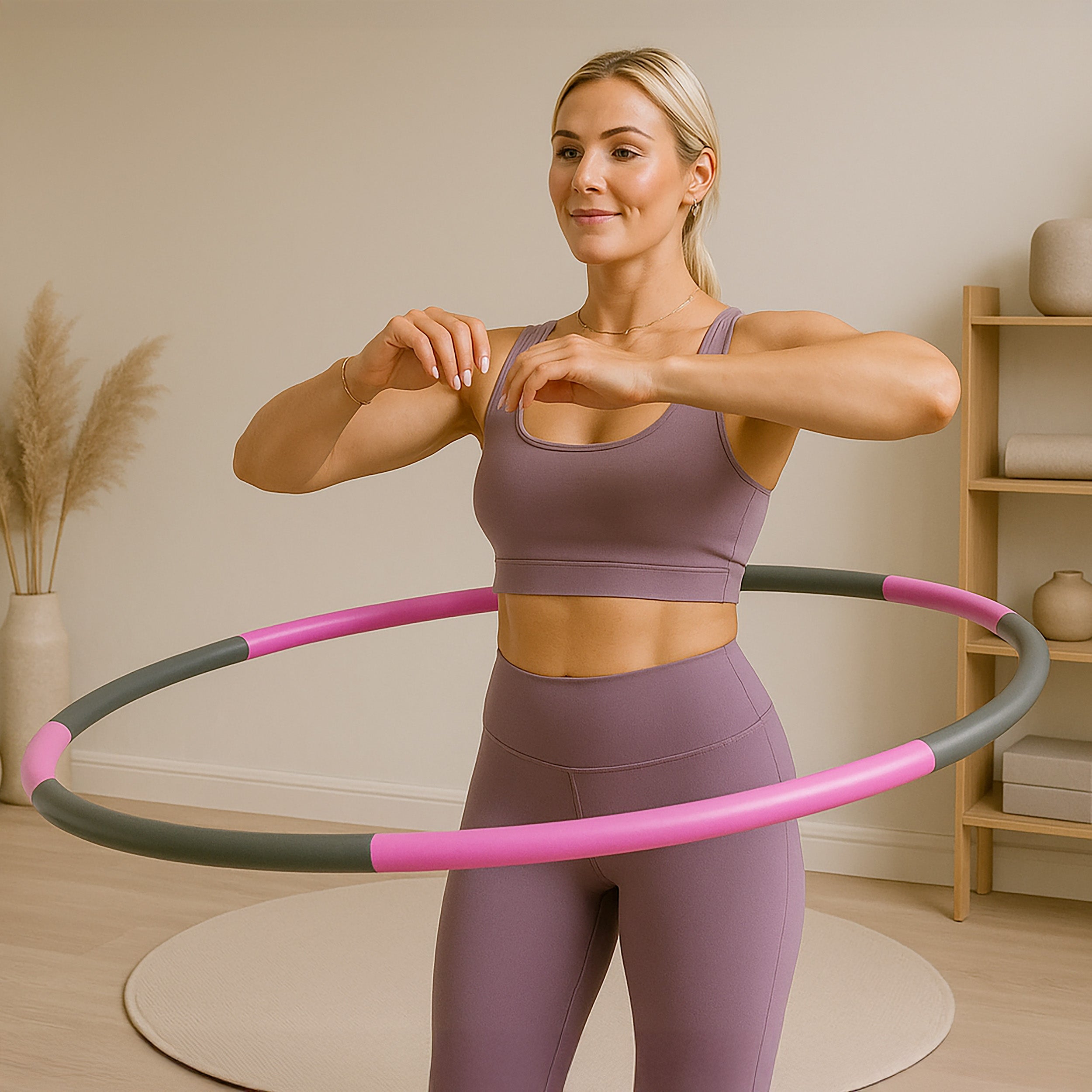 PRCTZ 2.5lb Weighted Exercise Hula Hoop for Adults - Detachable Segments, Adjustable Size for Waist Training, Cardio Workout & Fun Fitness at Home/Gym