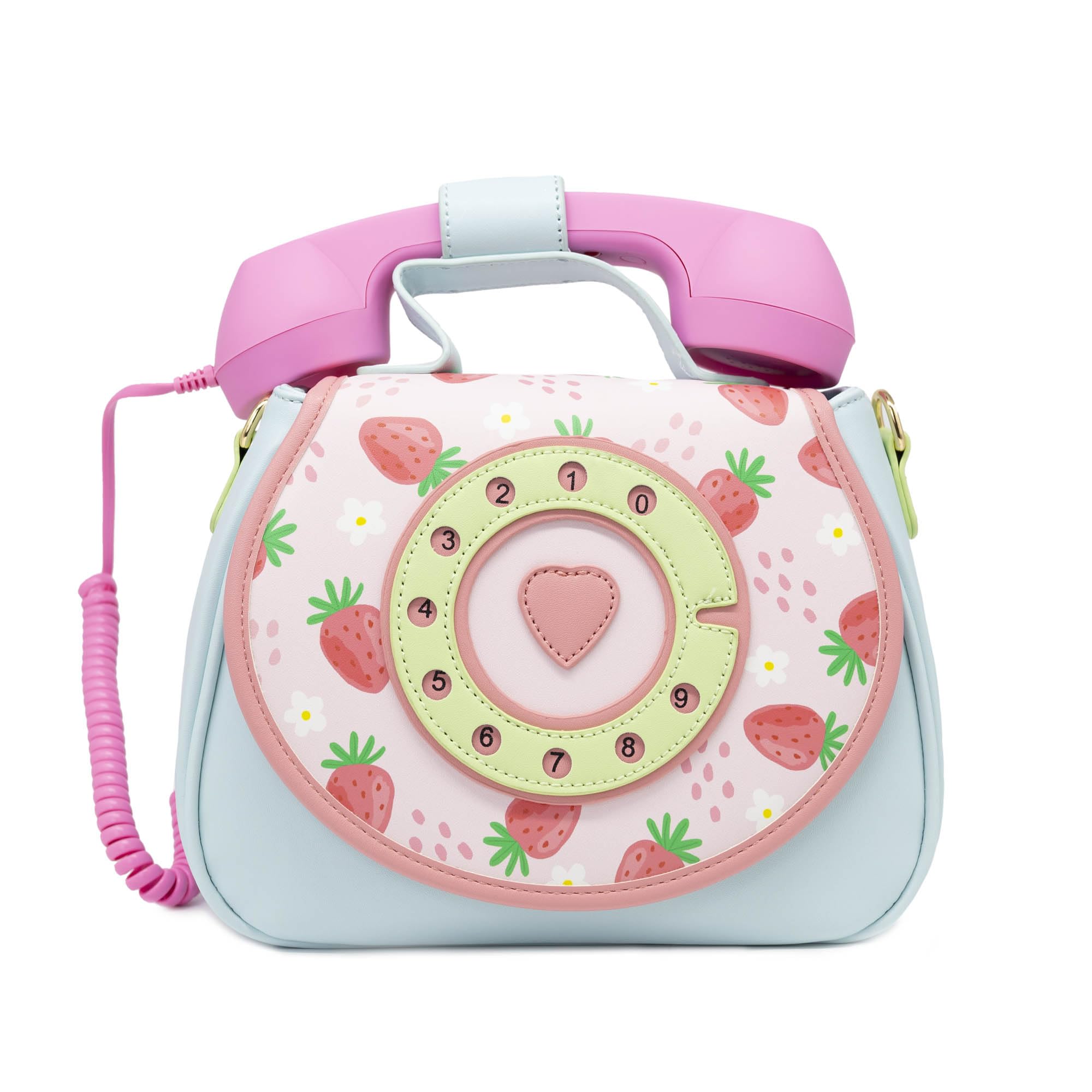 Bewaltz Novelty Handbag for Teens - Fun Phone-Shaped Convertible Purse in Strawberry Fields Design | Trendy Tween Accessory for School, Parties & Everyday Use