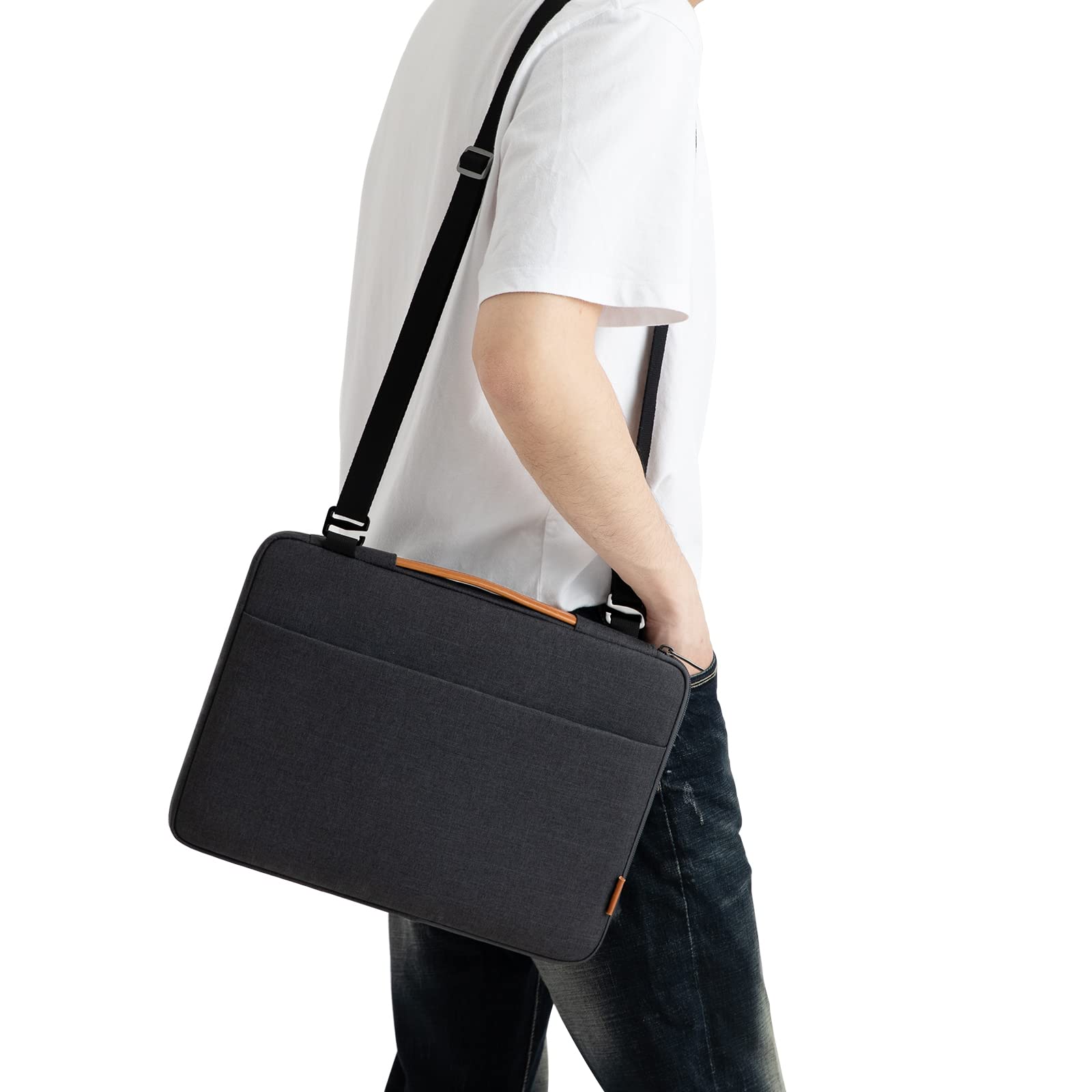 DOMISO 17.3 Inch Waterproof Laptop Bag - Shockproof Notebook Sleeve Case with Shoulder Strap - Protective Cover for 17.3