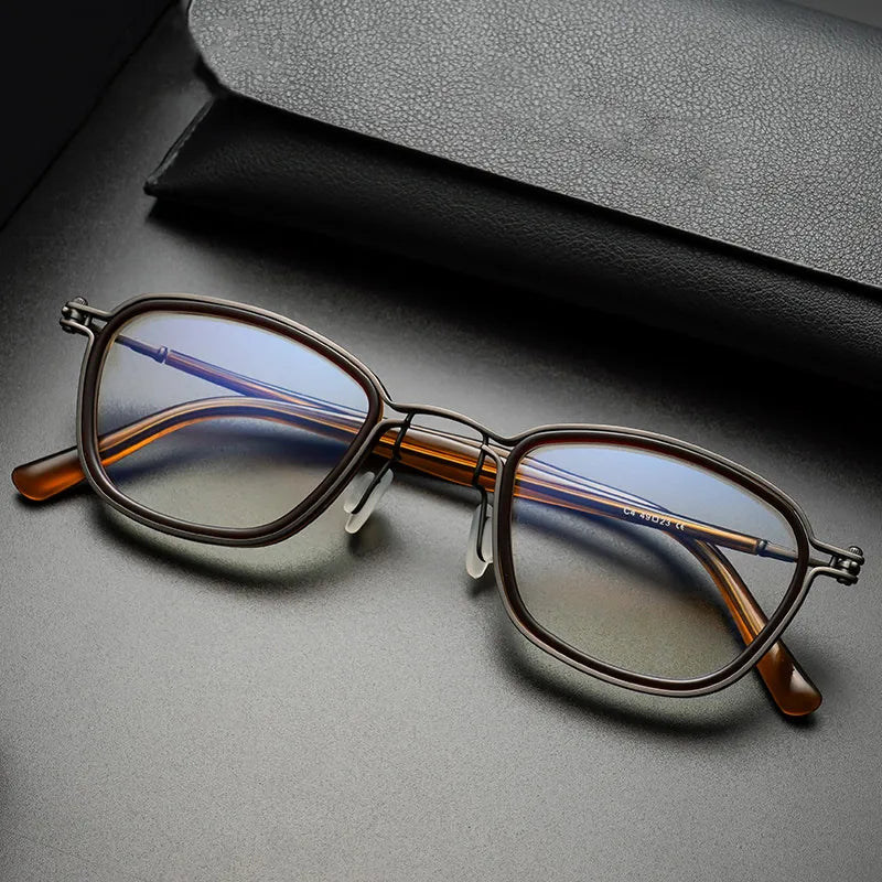 Unisex Black Titanium Acetate Square Full Rim Eyeglasses SC19 - Stylish & Durable Glasses for Work, Reading & Everyday Wear