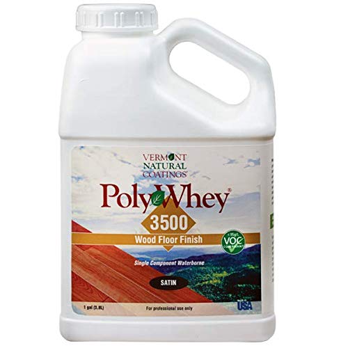 Vermont Natural Coatings PolyWhey 3500 Professional Wood Floor Finish - Clear Satin (1 Gallon) | Eco-Friendly, Durable & Low VOC for Home, Office & Commercial Spaces