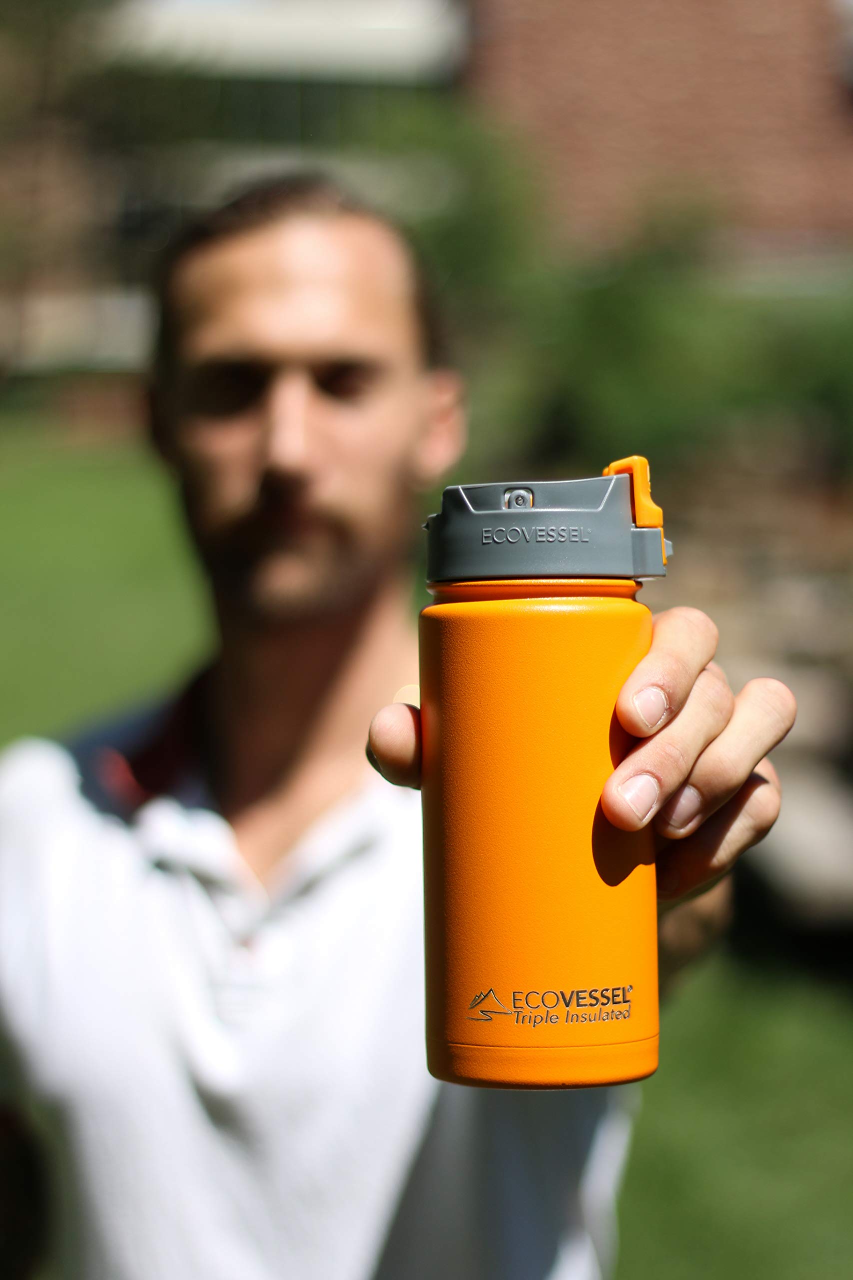EcoVessel Perk Vacuum Insulated Stainless Steel Coffee Tumbler & Tea Bottle - 20oz Travel Mug with Strainer, Push-Button Lid - Perfect for Office, Commuting & Outdoor Adventures