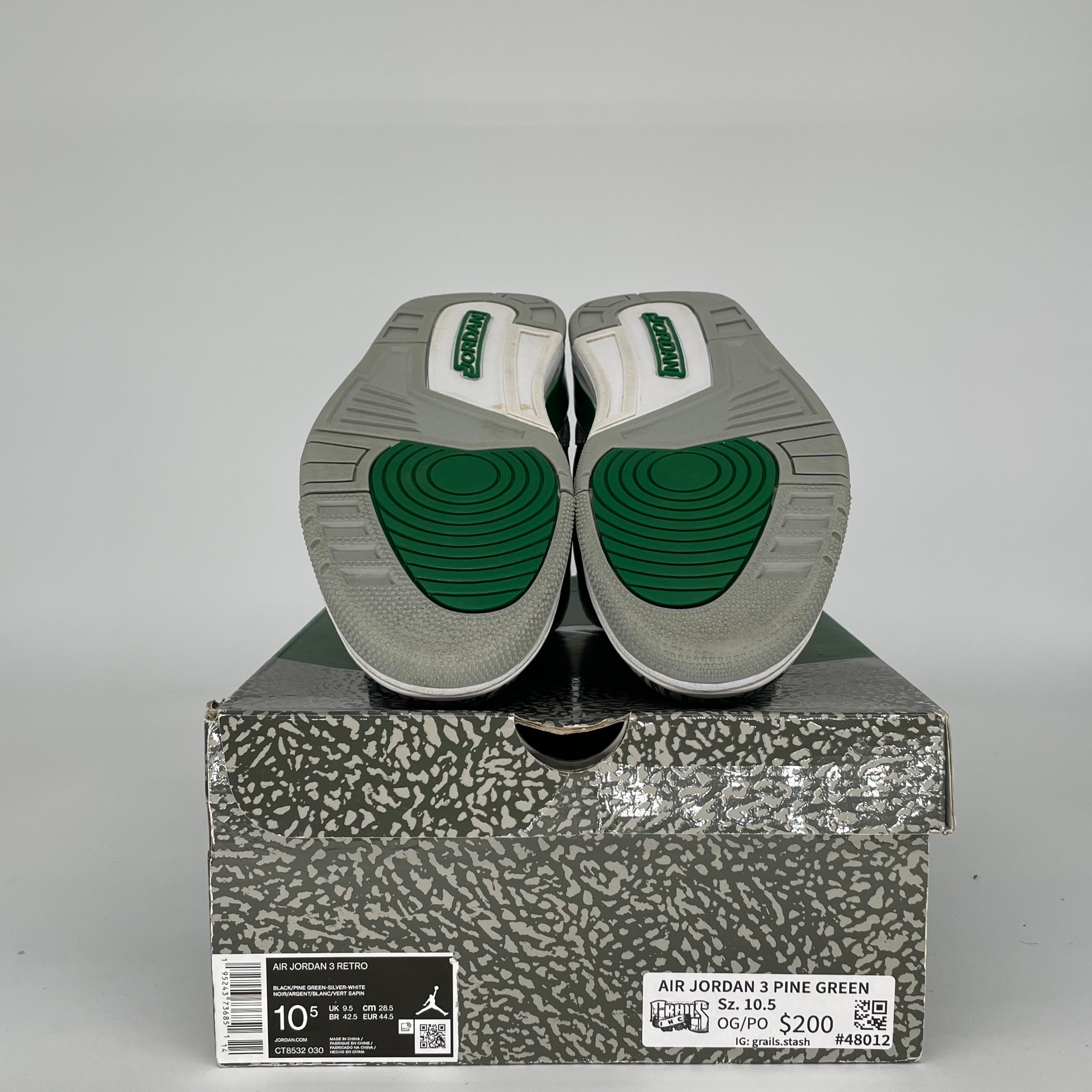 AIR JORDAN 3 Retro Pine Green Men's Basketball Shoes Size 10.5 (CT8532-030) - Perfect for Streetwear, Sneaker Collection & Casual Wear