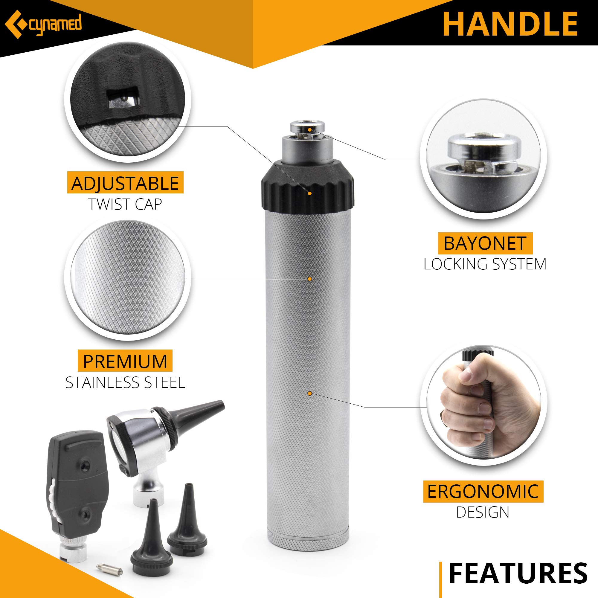 Cynamed Professional Otoscope Set - Multi-Function Ear, Nose & Eye Exam Kit for Doctors, Nurses & Home Use | Perfect for Earwax Removal, ENT Exams & Pediatric Checkups