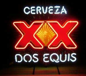 Dos Equis XX Beer Neon Sign - 17x14 Inch Bar Light for Home, Garage, Cave & Man Cave Decor - Vintage Glass Artwork for Parties & Game Nights