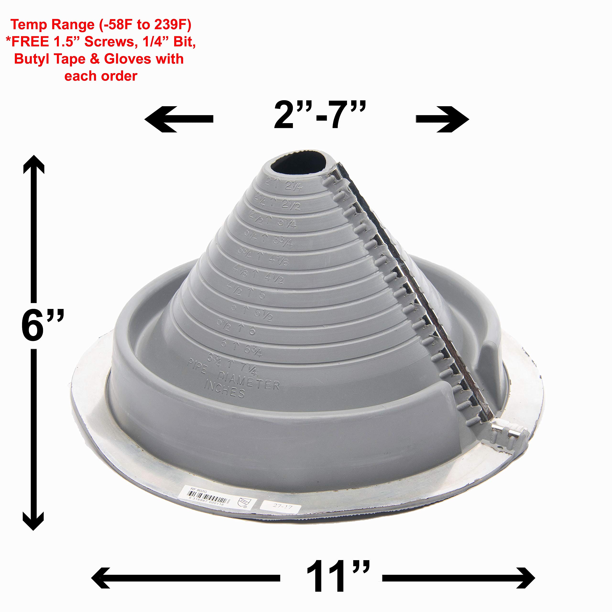 EAGLE 1 EPDM Flexible Roofing Pipe Flashing Boots - Adjustable Roof Pipe Jack with Round Base for Leak Protection (Standard Size, Zipper Round Base, Pack of 2) - Perfect for Roof Repairs, Plumbing Vents & HVAC Installations