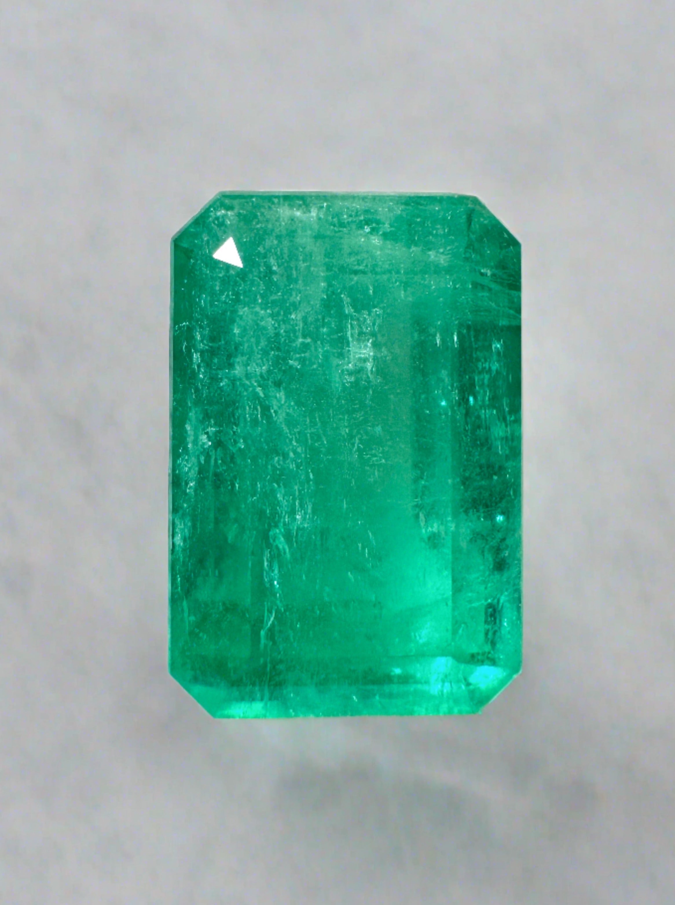5.94 Carat 12.5x8.5mm Bluish Green Natural Loose Colombian Emerald Gemstone - Emerald Cut for Jewelry Making, Engagement Rings & Collector's Items