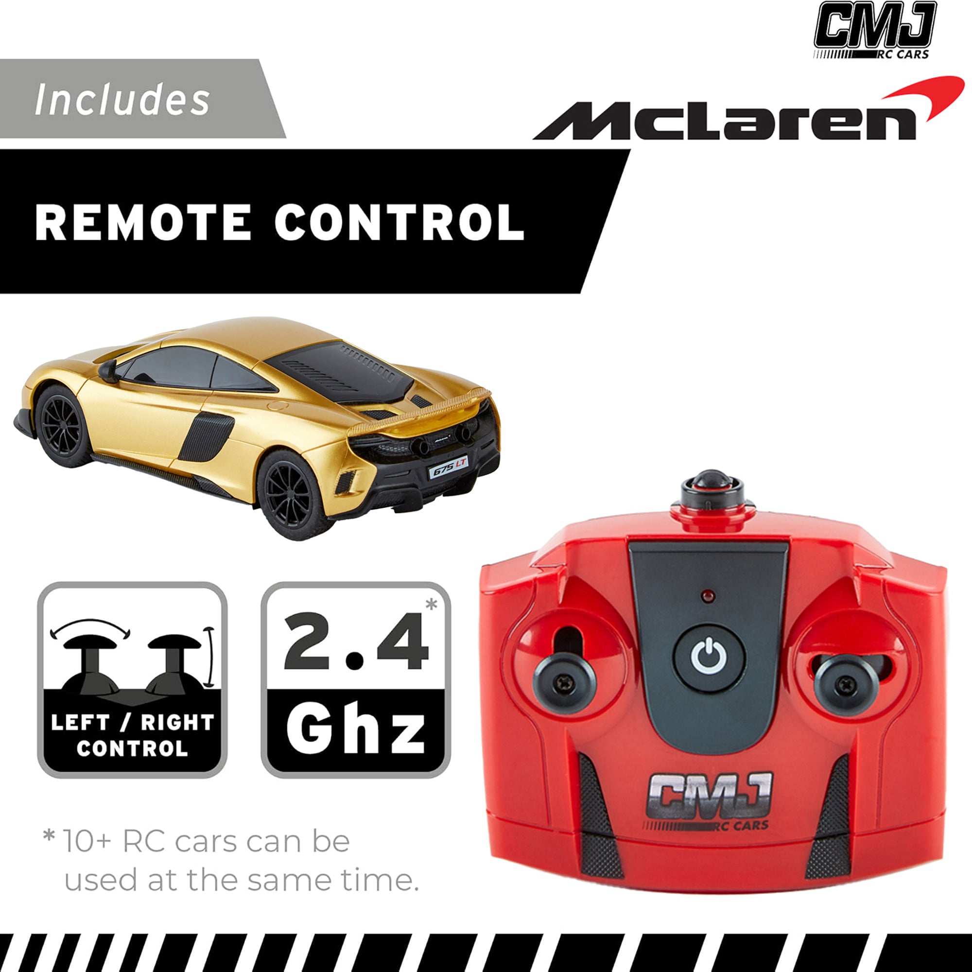 CMJ RC Cars: 1:24 Scale McLaren 675LT Gold Remote Control Sports Car - 2.4GHz, LED Headlights - Perfect for Racing, Collecting & Indoor/Outdoor Play