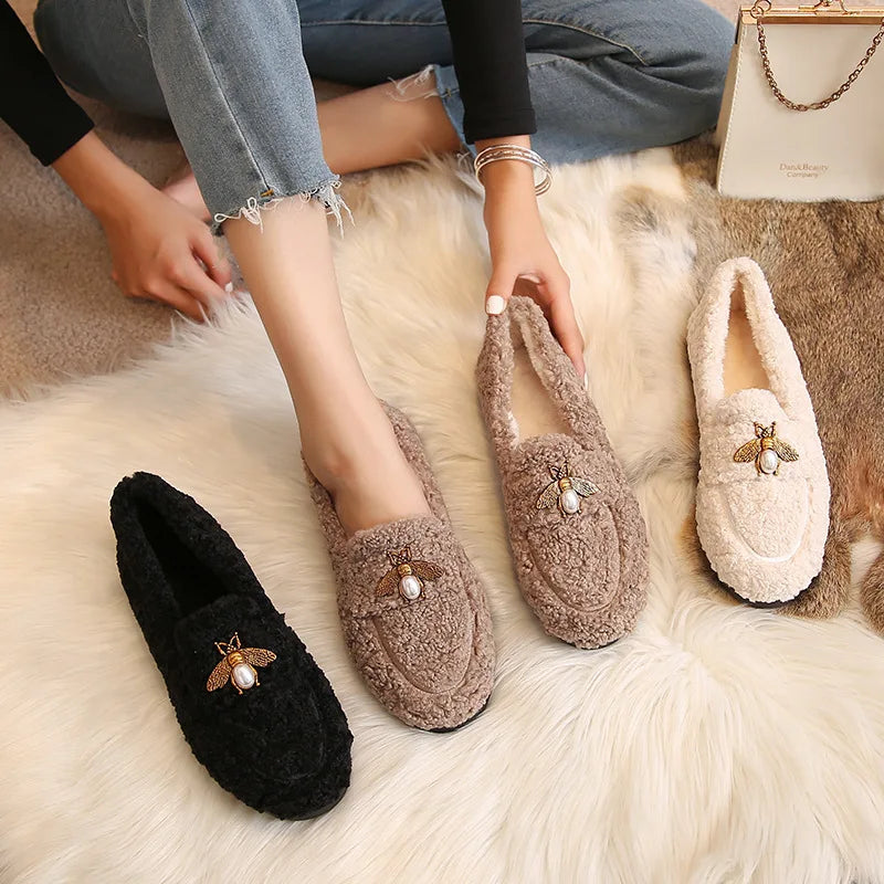 2023 New Women's Winter Plush Non-Slip Snow Boots - Warm Flat Bottom Fashion Boots Size 41-43 for Outdoor Walking & Cold Weather Comfort