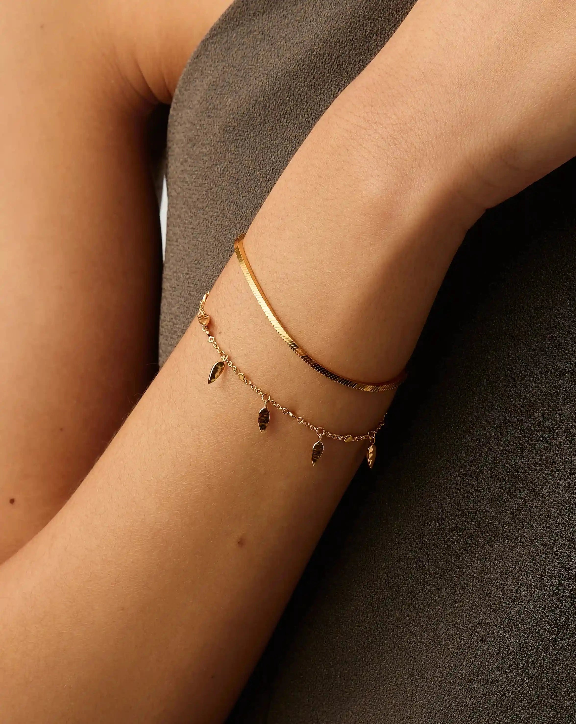 18K Gold Plated Vermeil Leaf Bracelet for Women - Elegant & Dainty Jewelry Gift for Birthday, Anniversary & Special Occasions