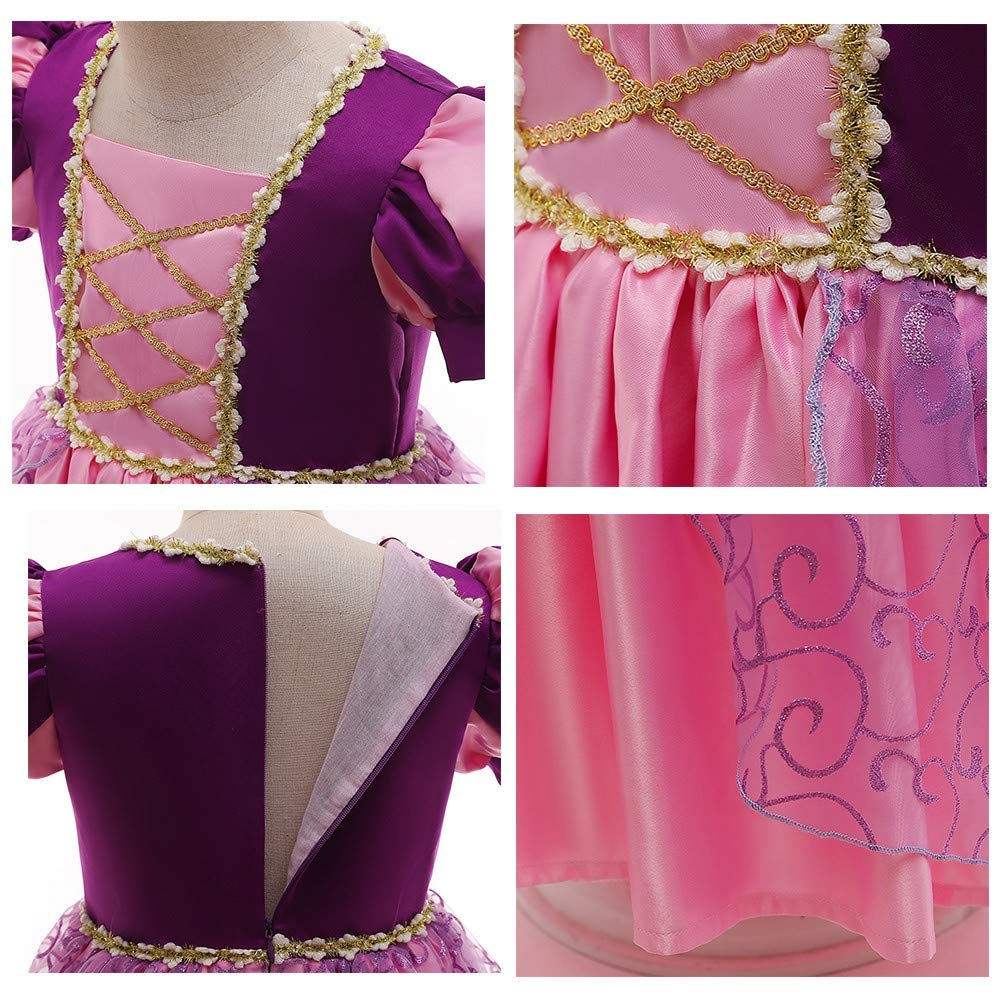 Sofia Princess Dress for Girls - Elegant Birthday, Halloween Costume & Christmas Party Gown with Rapunzel Braid - Perfect for Pageants, Evening Events & Dress-Up Play