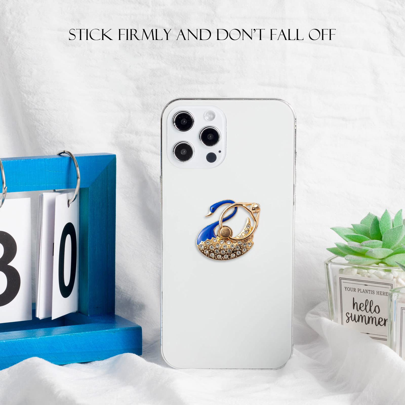 2 Packs Swan Glitter Phone Ring Holder with Rhinestones - Bling Bling Phone Grip Stand for iPhone, Samsung & Smartphones - Perfect for Selfies, Videos & Secure One-Hand Use