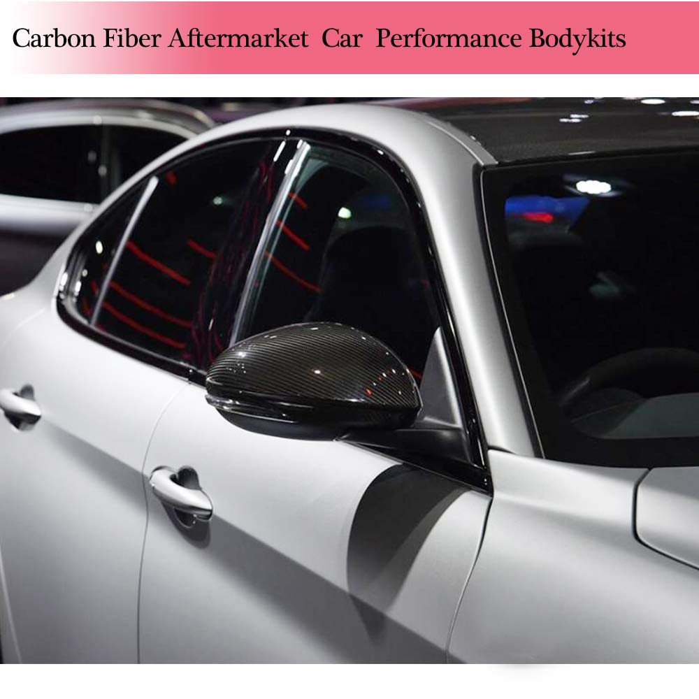 MCARCAR KIT Real Dry Carbon Fiber Mirror Cover for Alfa Romeo Stelvio 2017-2019 - Side Rearview Mirror Caps, Exterior Shell Upgrade - Perfect for Car Enthusiasts & Customization