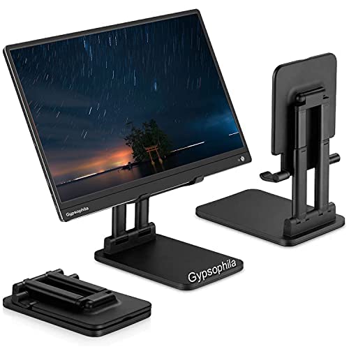 Adjustable Foldable Tablet Stand for Desk - Universal Holder for 7-15.6 Inch Tablets, iPads, Samsung Tabs & Kindle Fire - Portable Monitor Stand & Drawing Stand for Home Office, Gaming & Reading (Black)