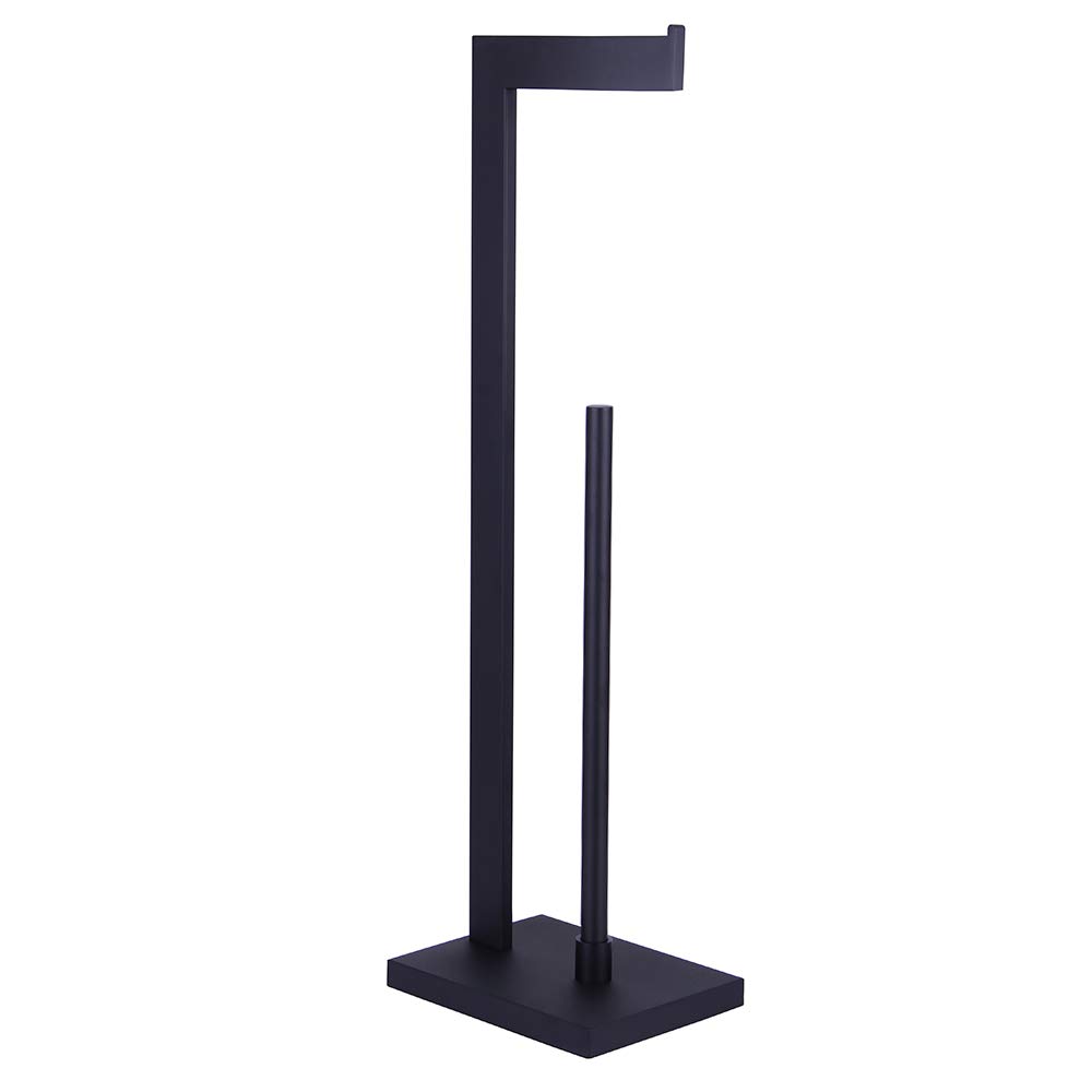 BEIGEEWY Free Standing Toilet Paper Holder - SUS 304 Stainless Steel Bathroom Tissue Roll Holder - Matte Black Finish - Durable & Rustproof - Perfect for Bathroom, Kitchen, RV, and Office Use