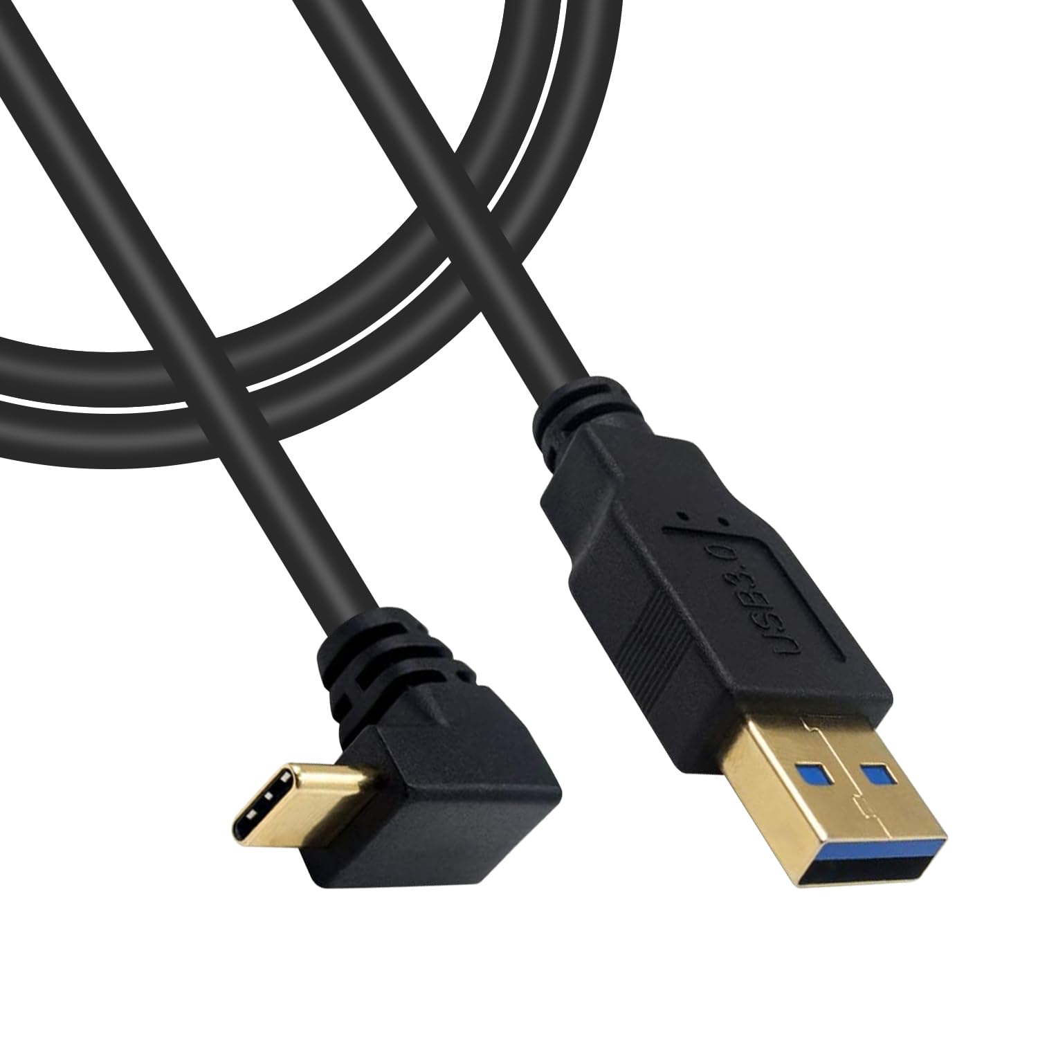 5Ft 90 Degree Right Angle USB C Cable - USB A 3.0 to USB C 3.1 Fast Charging Cable (1.5M/5ft) for iPhone 15, Samsung Galaxy, iPad, MacBook, Nintendo Switch, PS5 & More - Perfect for Gaming, Travel & Tight Spaces