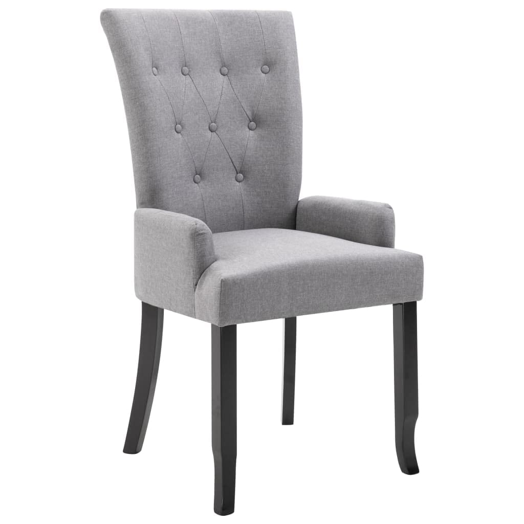 Light Grey Fabric Dining Chairs with Armrests - Comfortable Kitchen & Dining Room Chairs for Home, Restaurant - Perfect for Family Meals, Entertaining Guests & Cozy Dining