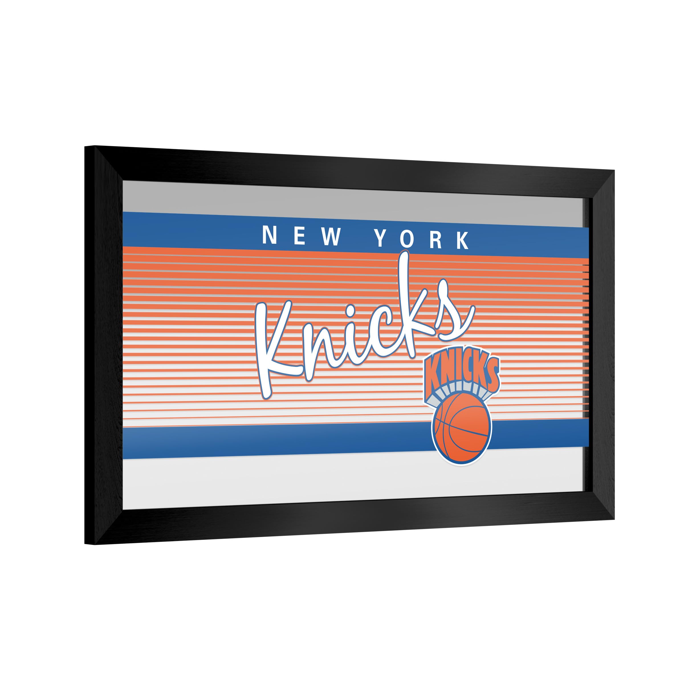 New York Knicks Hardwood Classics Black Framed Rectangle Wall Mirror - Ready to Hang NBA Basketball Decor for Game Room, Home Bar, Garage or Man Cave - Perfect for Sports Fans & Home Decor