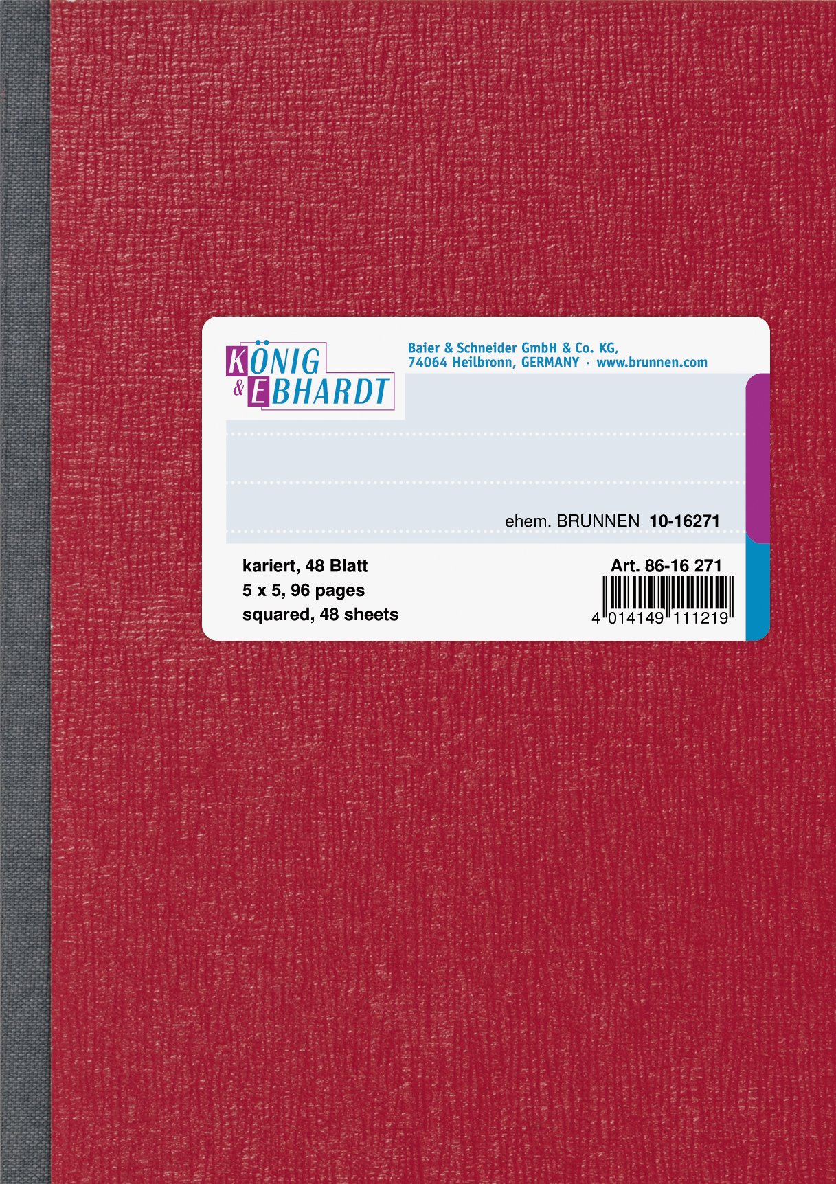 König & Ebhardt 8616271 A6 Notebook - Red Checkered Design for Journaling, Note Taking & Office Use
