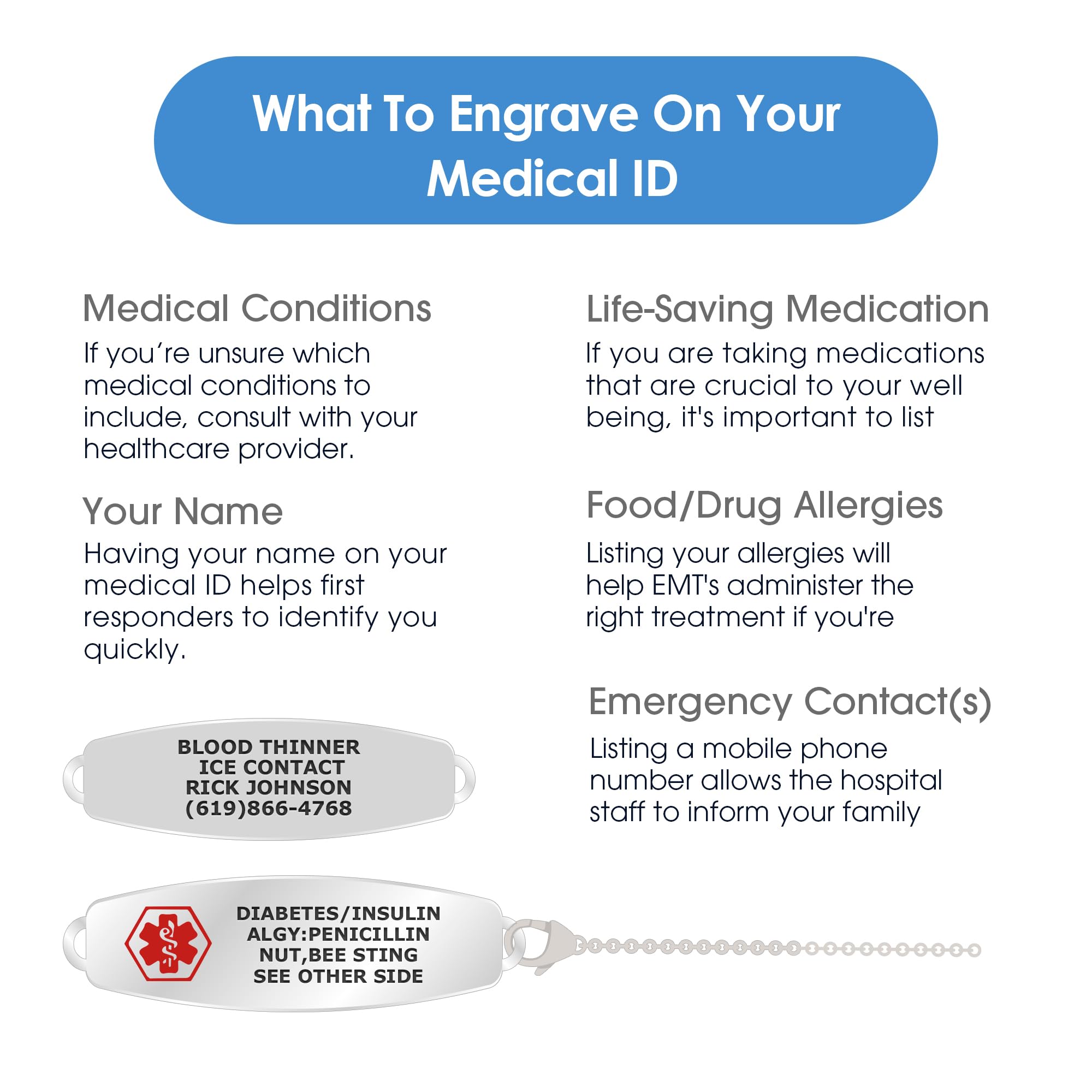 Divoti Custom Engraved Medical Alert Necklace for Men - Black & Silver Stainless Steel Medical ID Jewelry with Emergency Info - Perfect for Seniors, Diabetics & Allergy Sufferers (Ideal for Daily Wear & Emergency Situations)