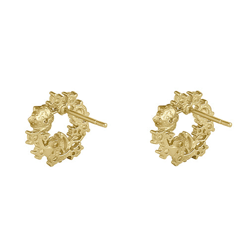 14K Solid Gold Rose Stud Earrings with Clear Cubic Zirconia - Elegant & Timeless Jewelry for Women, Perfect for Weddings, Anniversaries, and Special Occasions