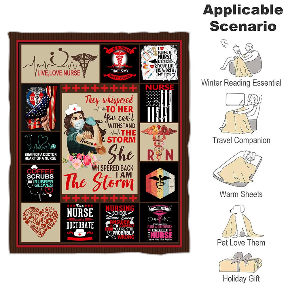 Super Soft Sherpa Nurse Blanket - 50x60 Inch Cozy Throw for Women, RN & Nurse Practitioner Gifts (Storm Color) | Perfect for Hospitals, Clinics & Home Relaxation